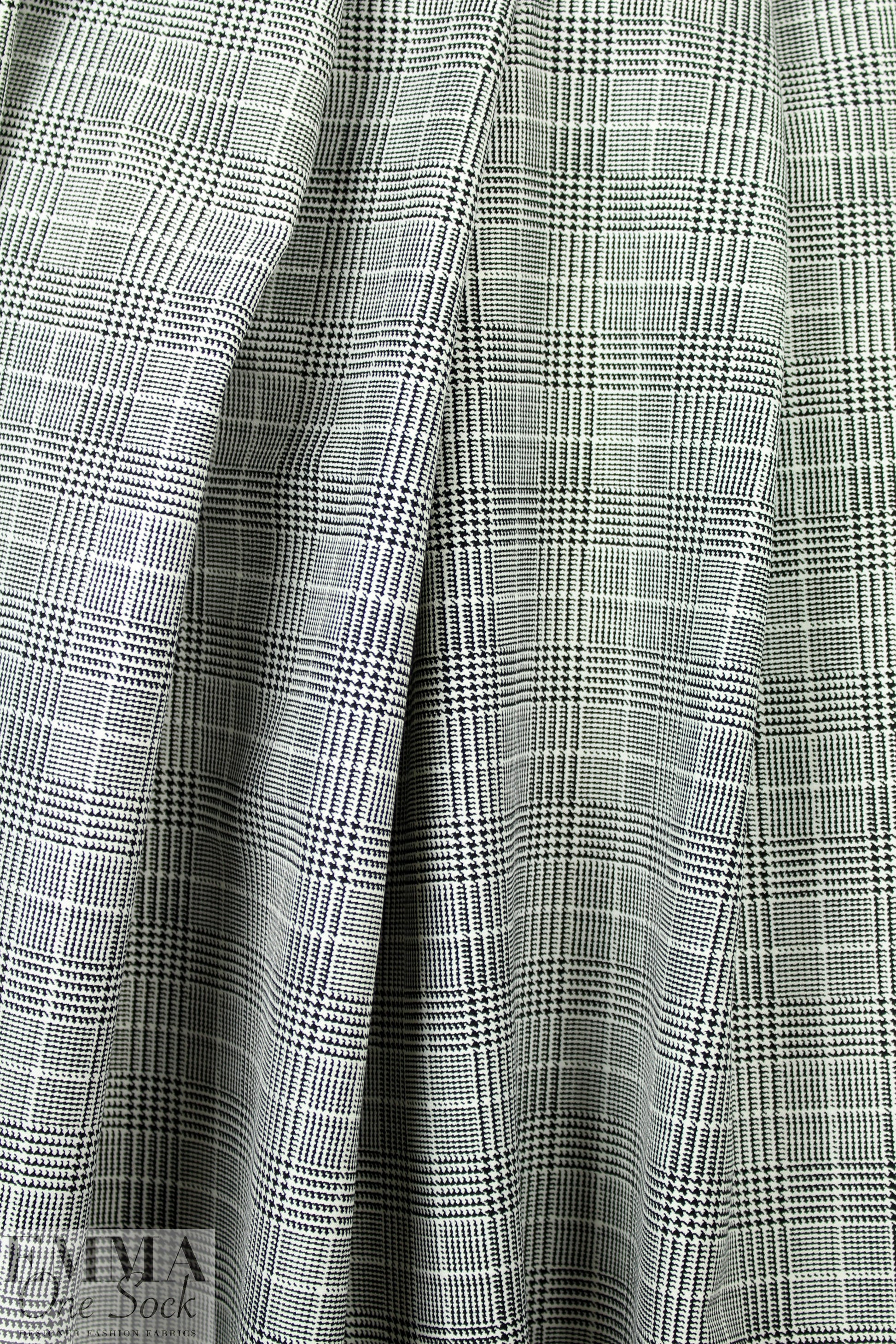 NY designer glen plaid printed cotton woven