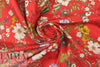 NY designer red botanical stretch cotton woven 1.125 yds