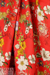 NY designer red botanical stretch cotton woven 1.625 yds