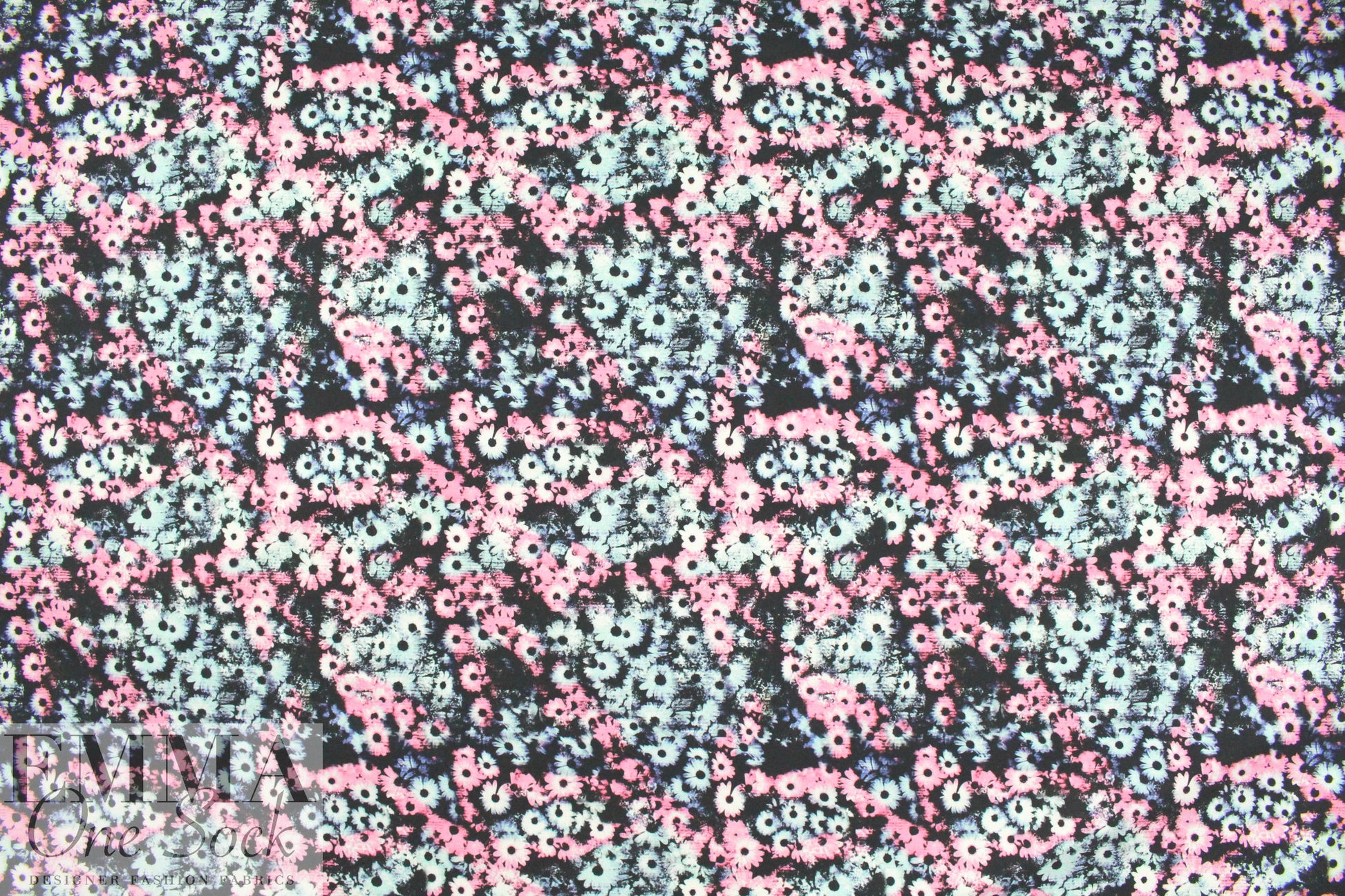 Italian 'photo floral' design cotton stretch twill