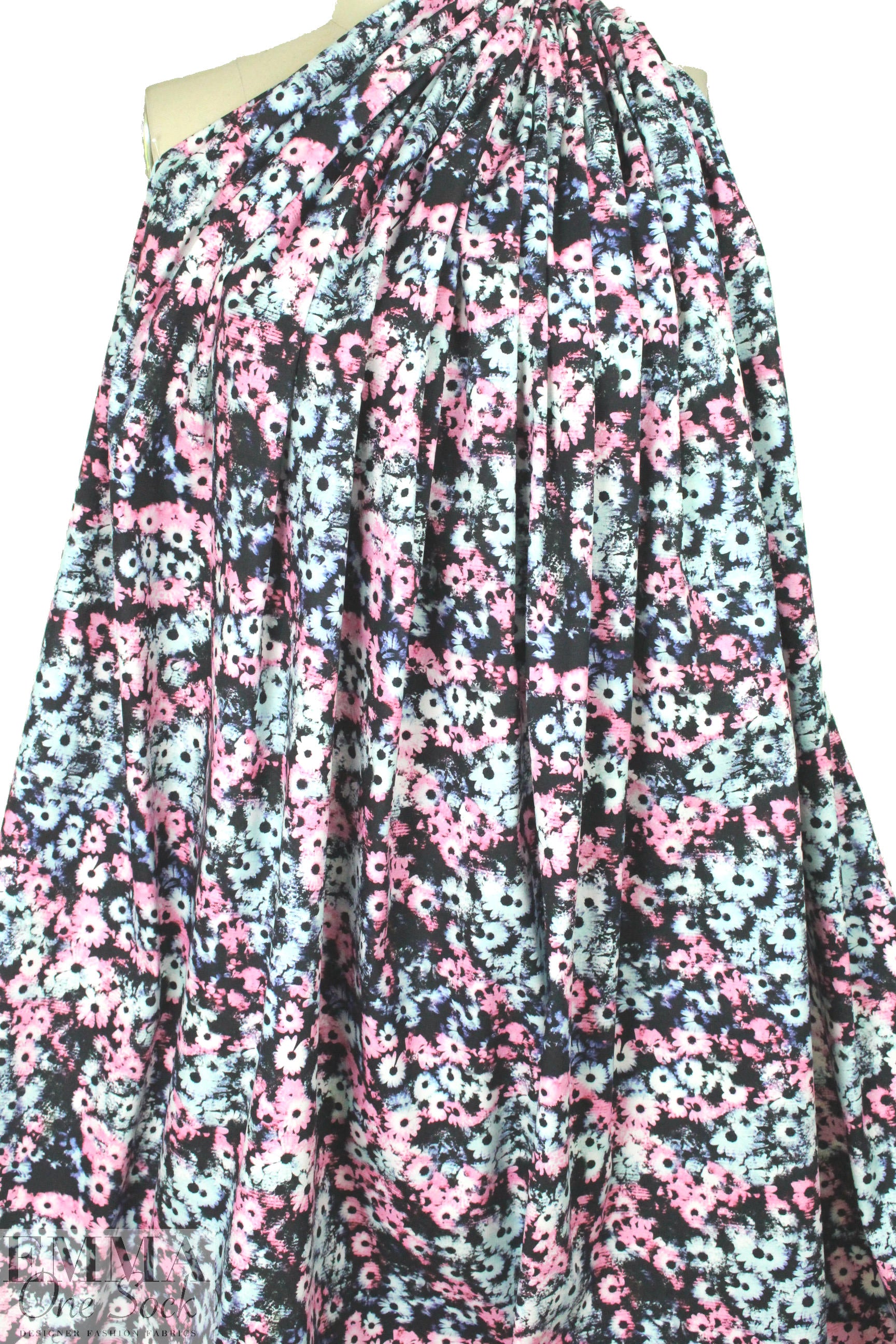 Italian 'photo floral' design cotton stretch twill