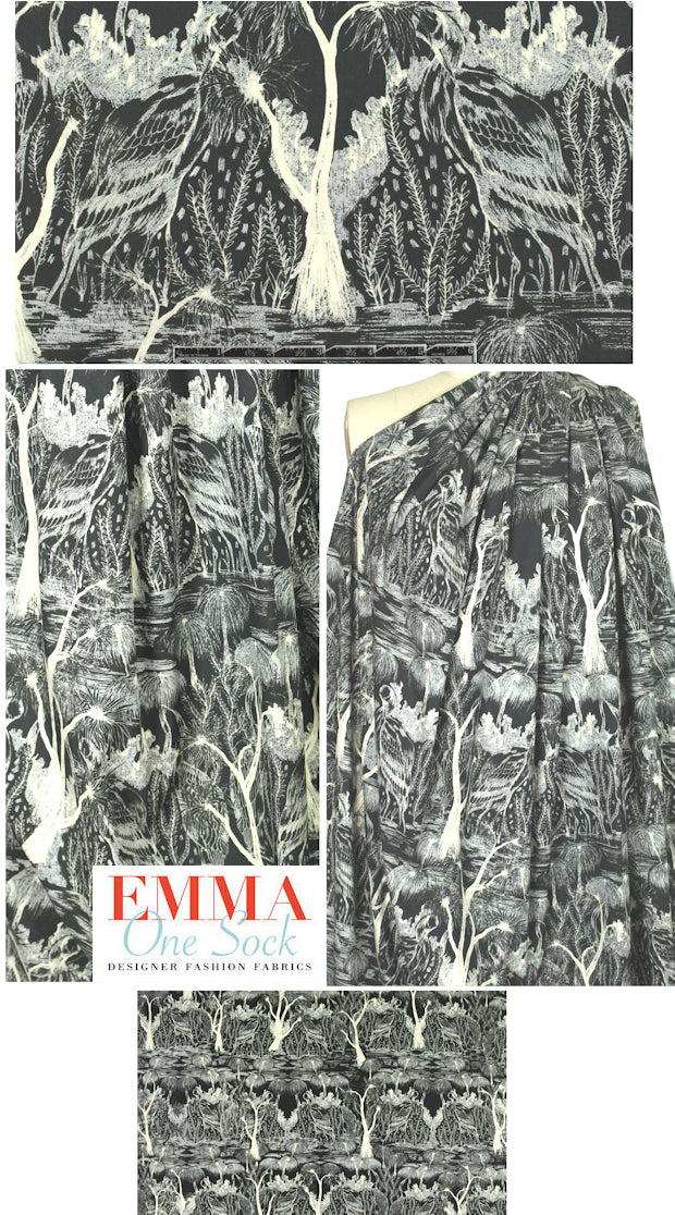 NY designer 'forest dream' stretch cotton woven