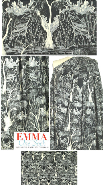NY designer 'forest dream' stretch cotton woven