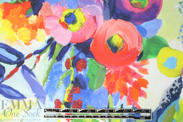 Italian painterly, colorful floral stretch cotton shirting .875 yds