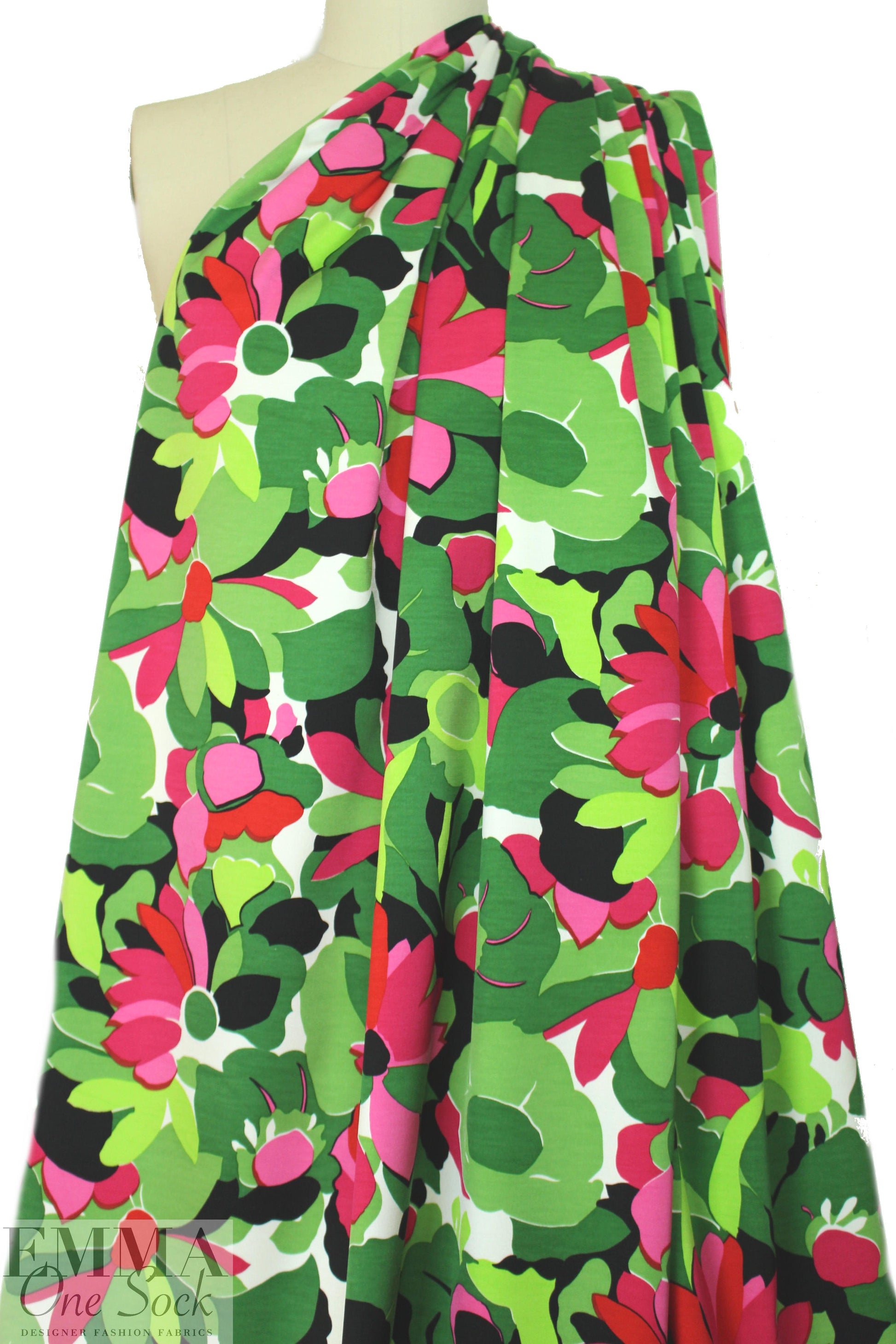 famous designer silk/cotton floral stretch woven