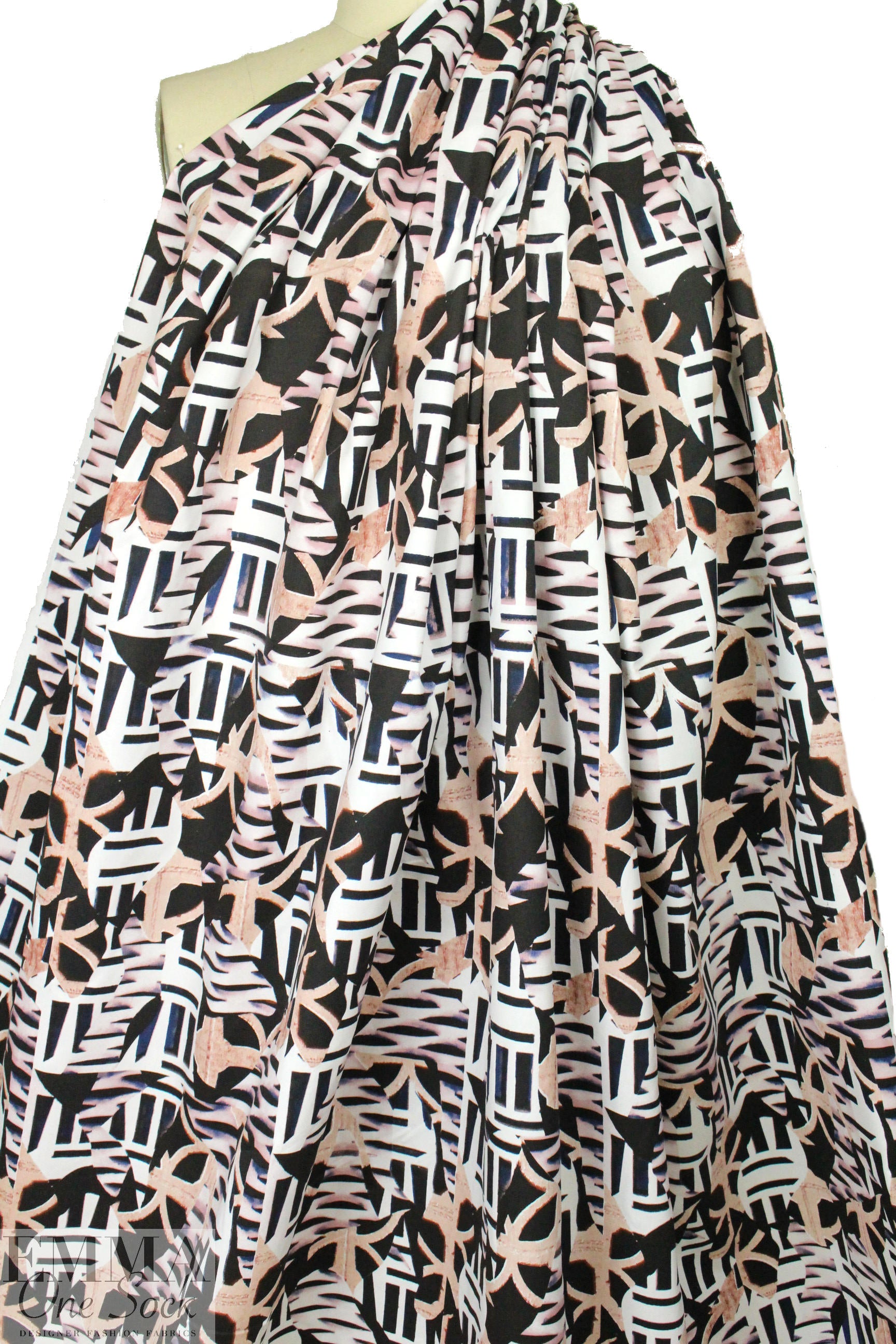 Italian edgy graphic cotton micro-twill woven