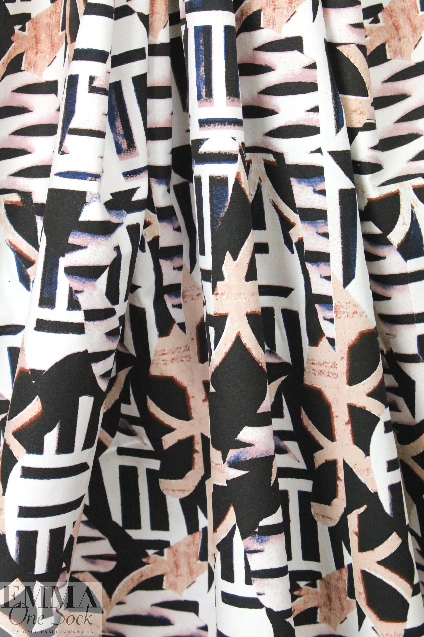 Italian edgy graphic cotton micro-twill woven
