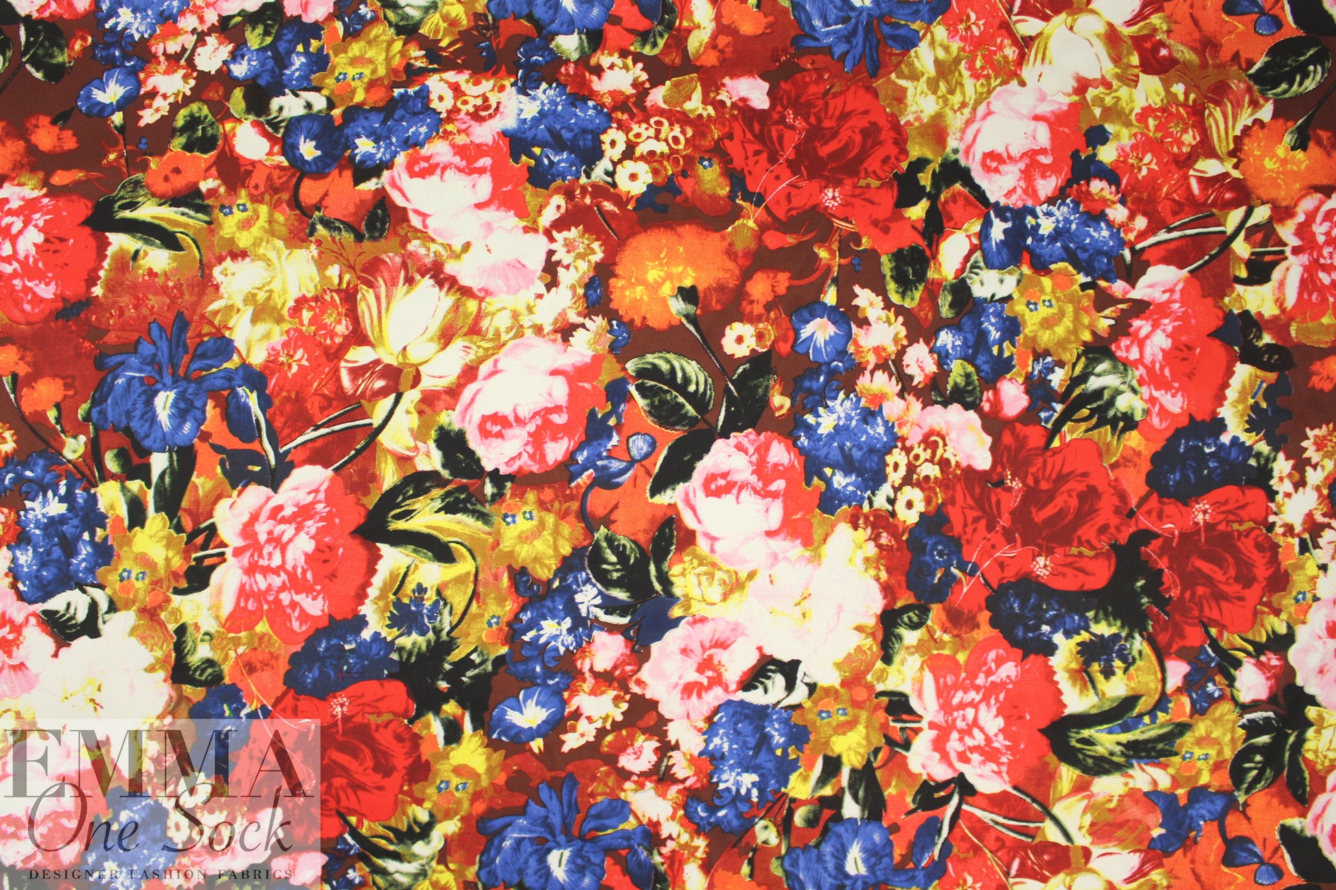 NY designer floral palette stretch cotton woven
