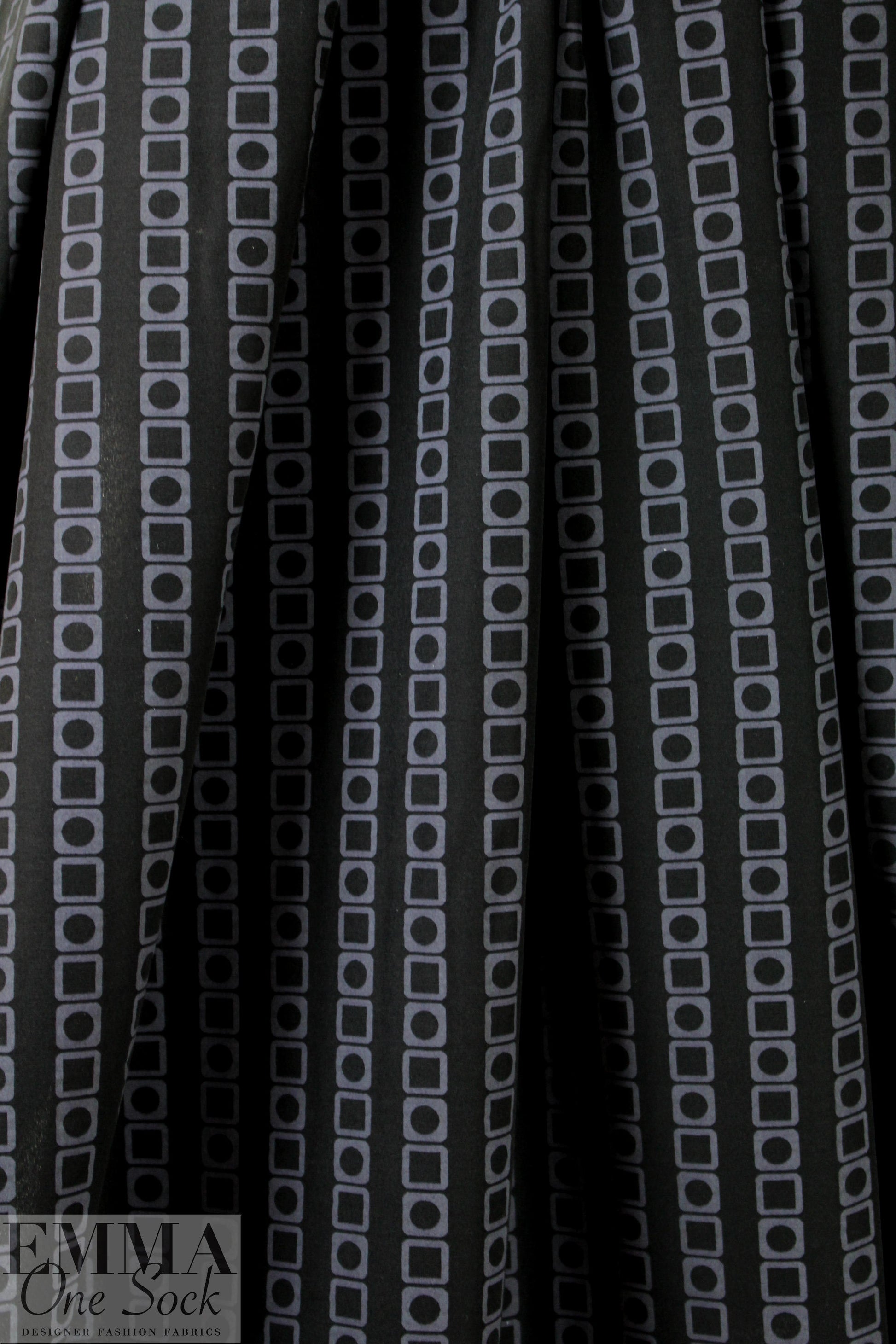 Italian vertical stretch geometric black/gray cotton woven