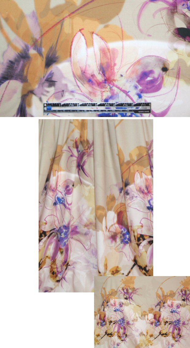 Tahari 'hand-painted' floral panel stretch cotton sateen