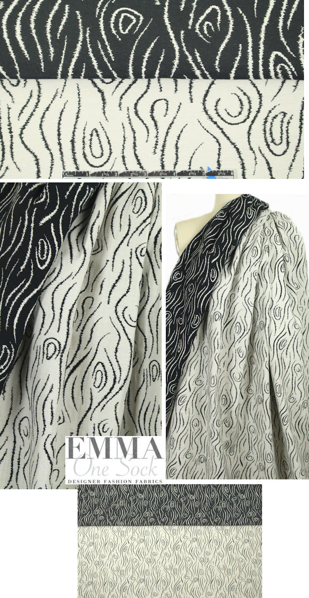 Italian cotton stretch 'tree knot' reversible jacquard