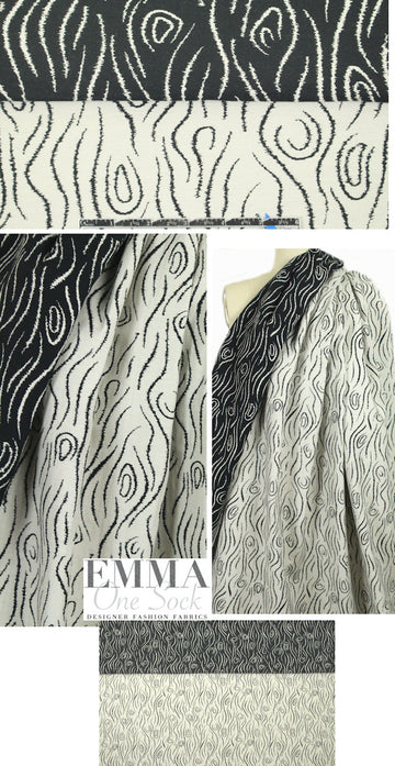 Italian cotton stretch 'tree knot' reversible jacquard