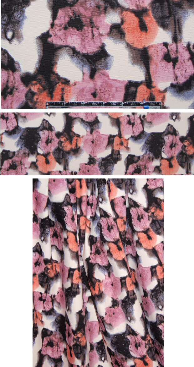 NY designer mauve/coral flowers cotton/lycra woven