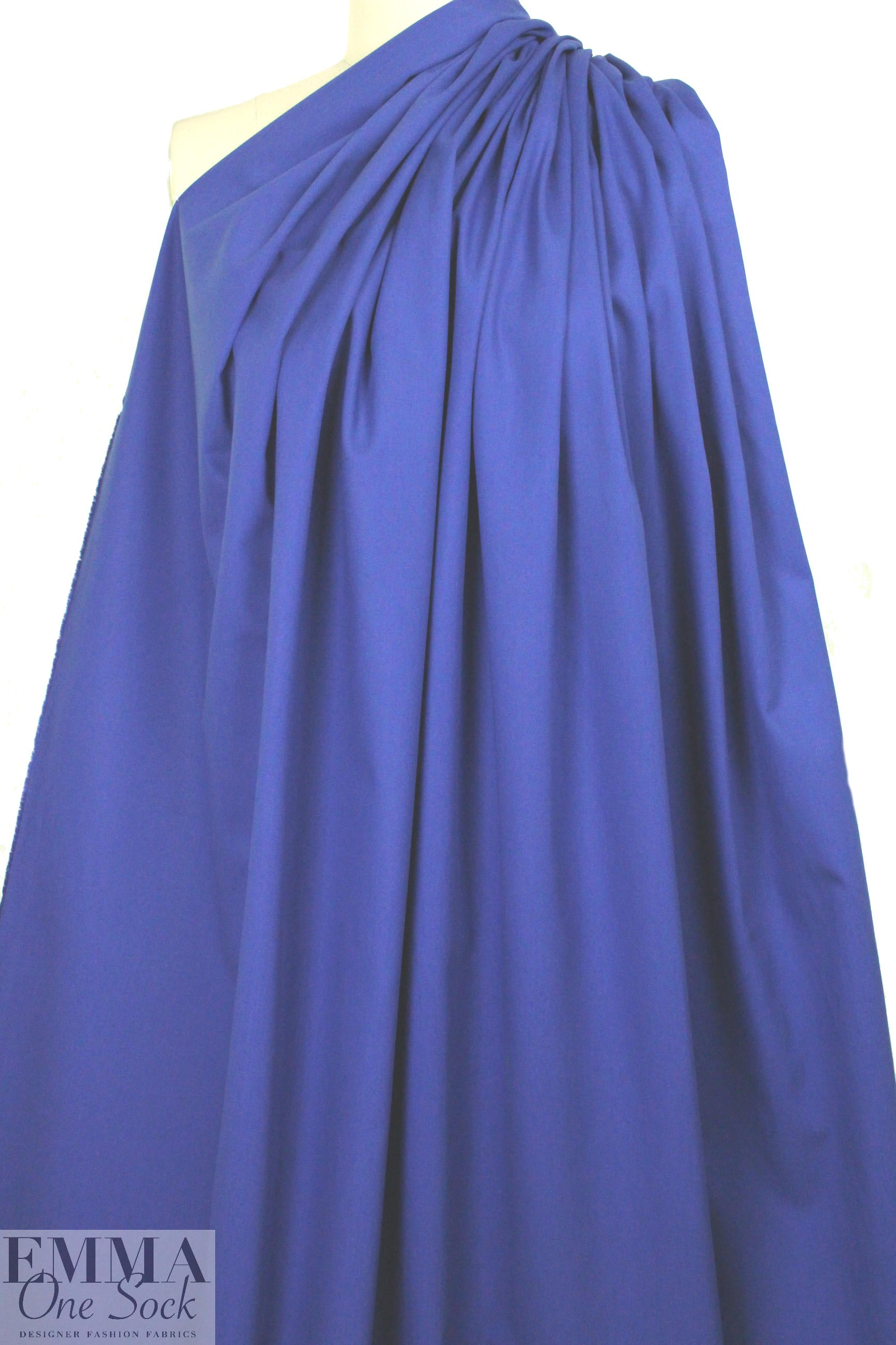 'Victoria' cotton sateen stretch woven - electric blue