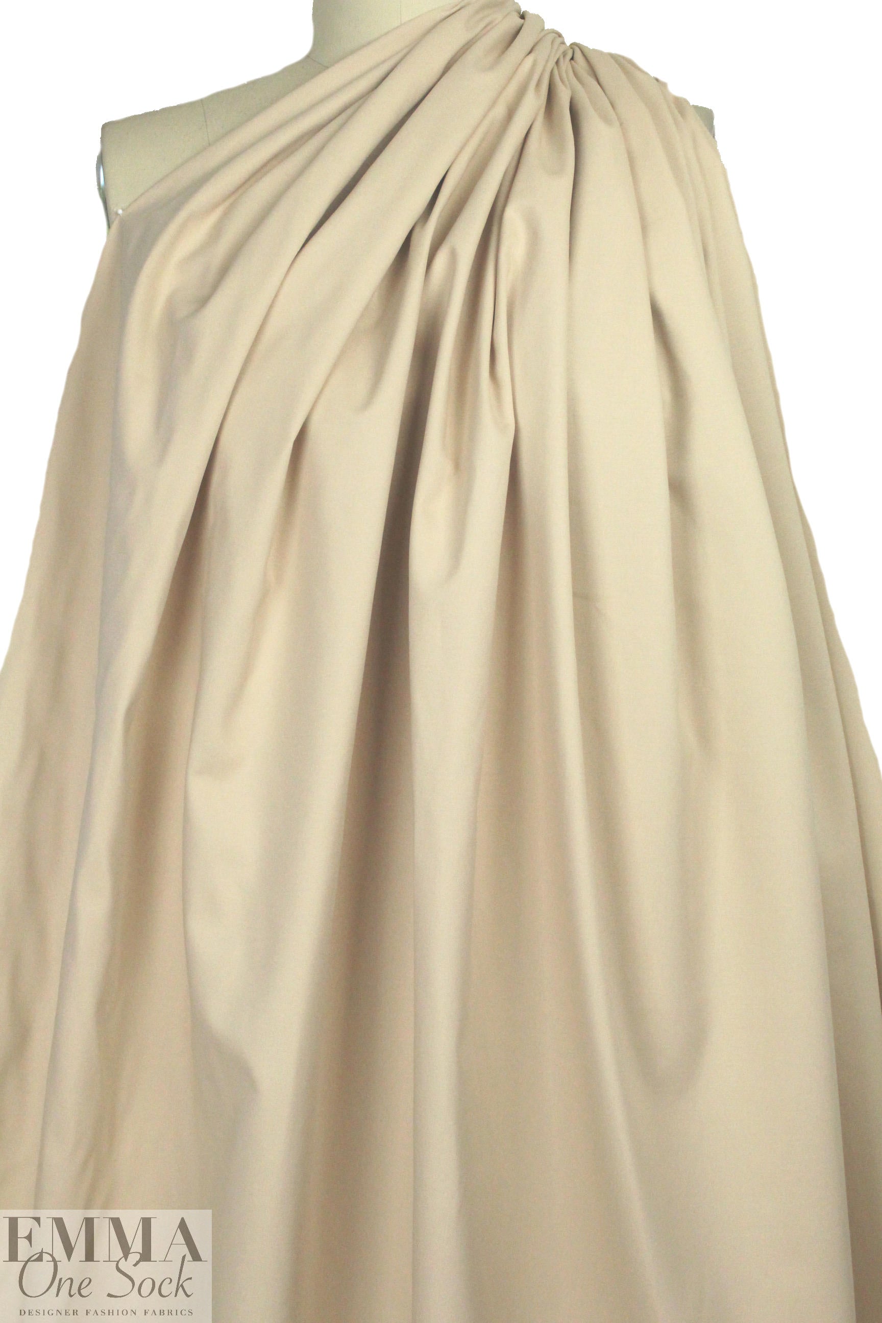 'Victoria' cotton sateen stretch woven - beige