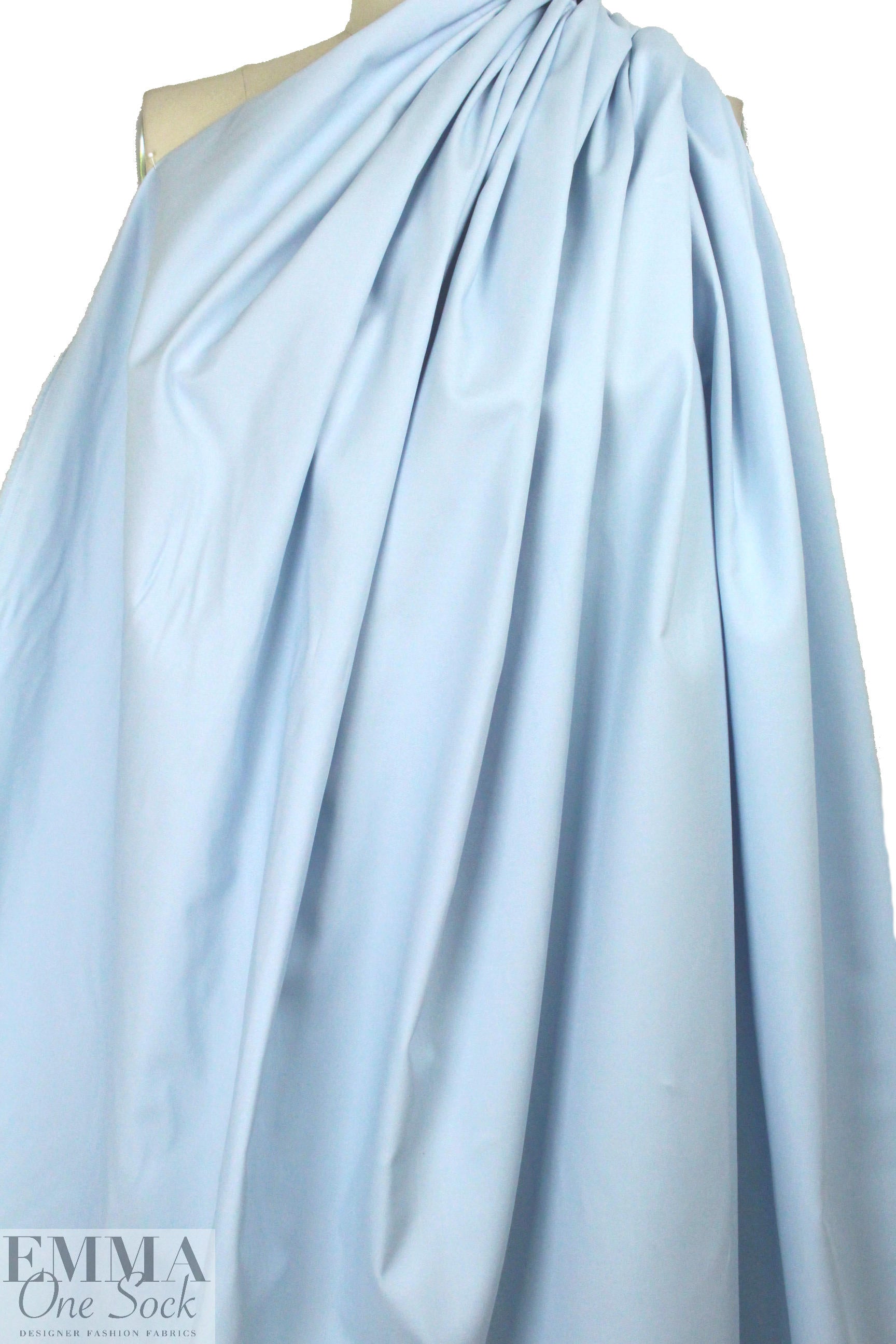'Victoria' cotton sateen stretch woven - powder blue