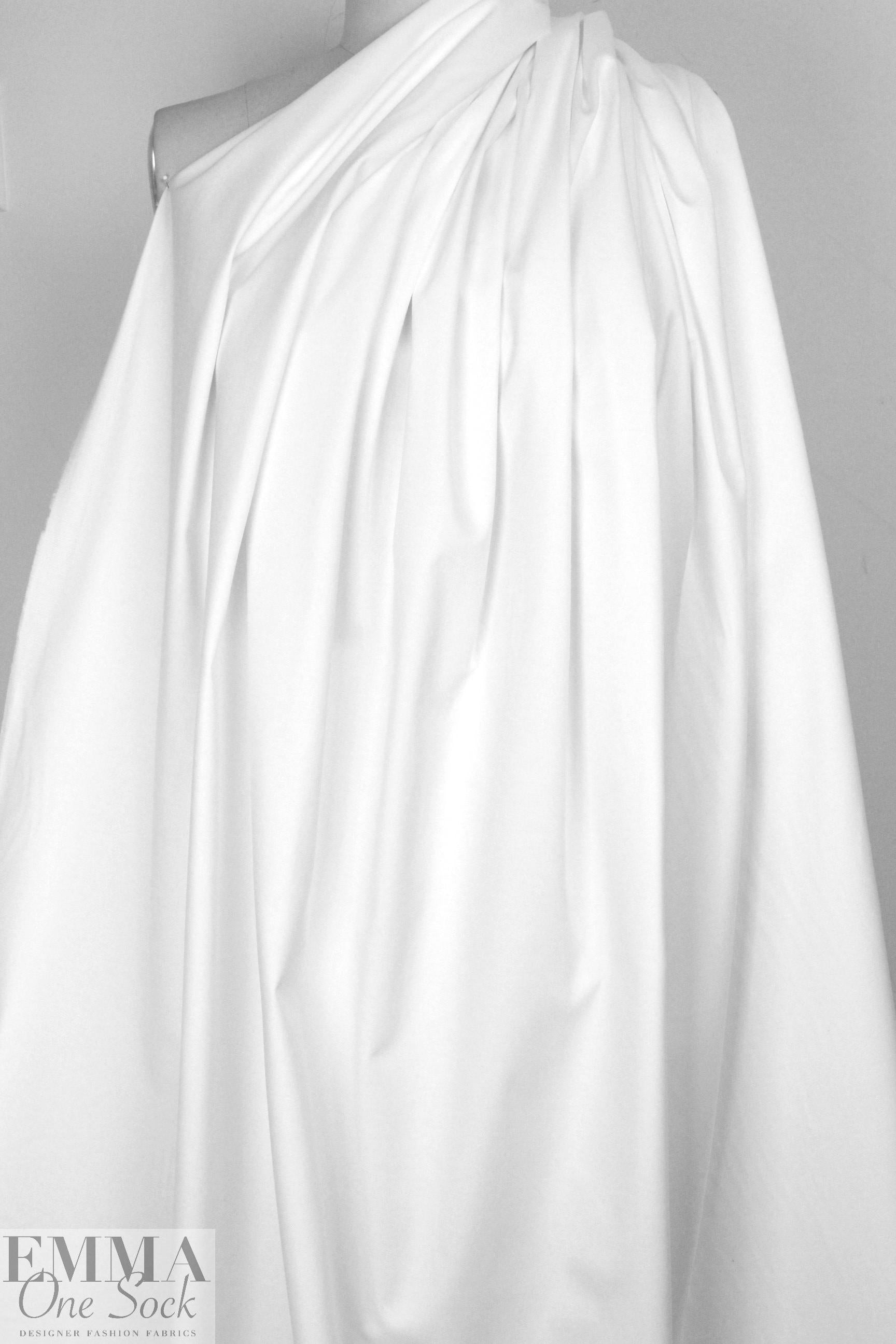 'Victoria' cotton sateen stretch woven - white 1.5 yds Minor Flaw