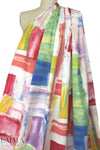 Italian painterly abstract stretch cotton twill