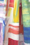 Italian painterly abstract stretch cotton twill
