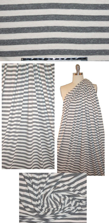 CA designer cotton blend gray/cream stripe knit 1.5 yd