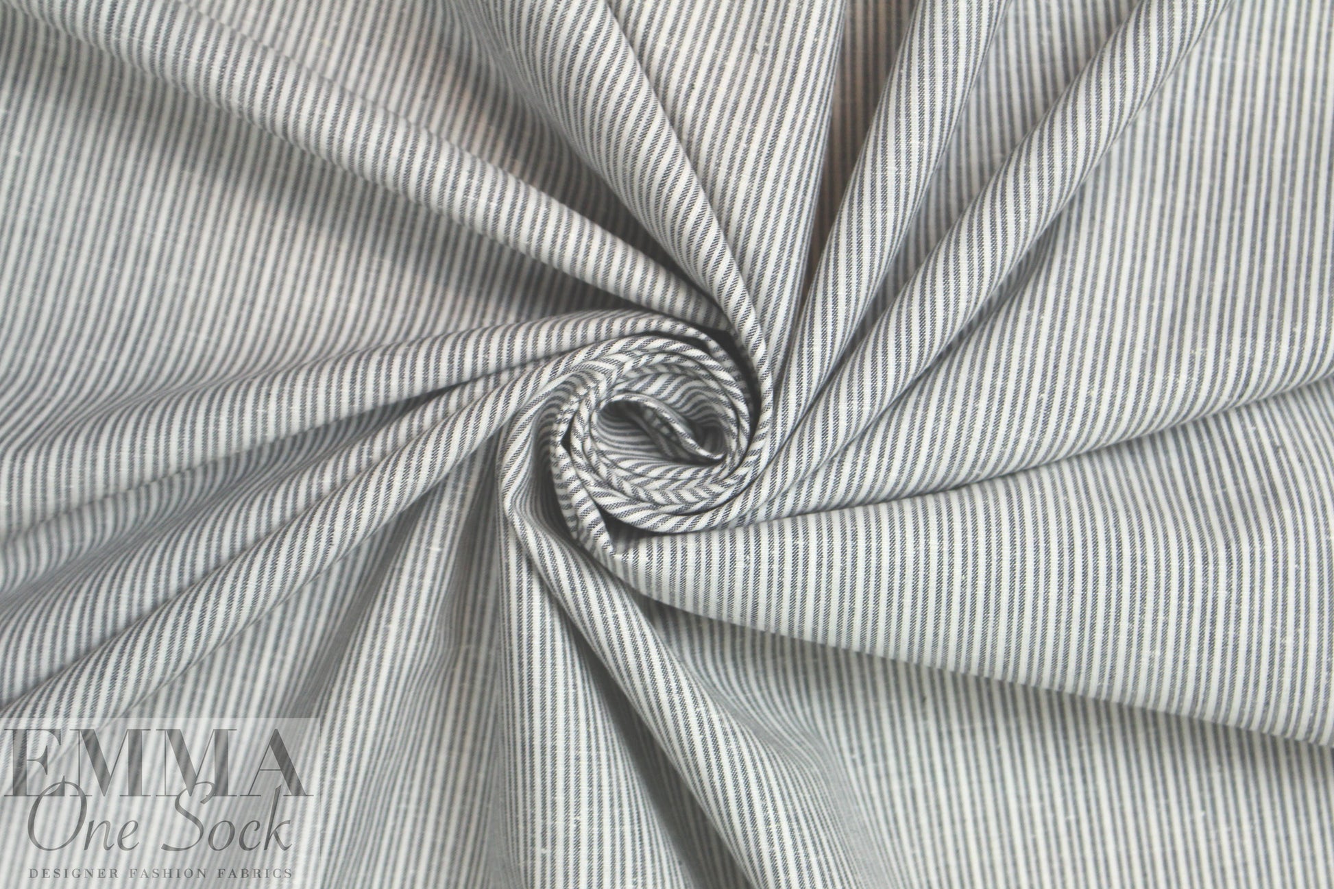 CA designer organic cotton striped shirting - gray/white 1 yard