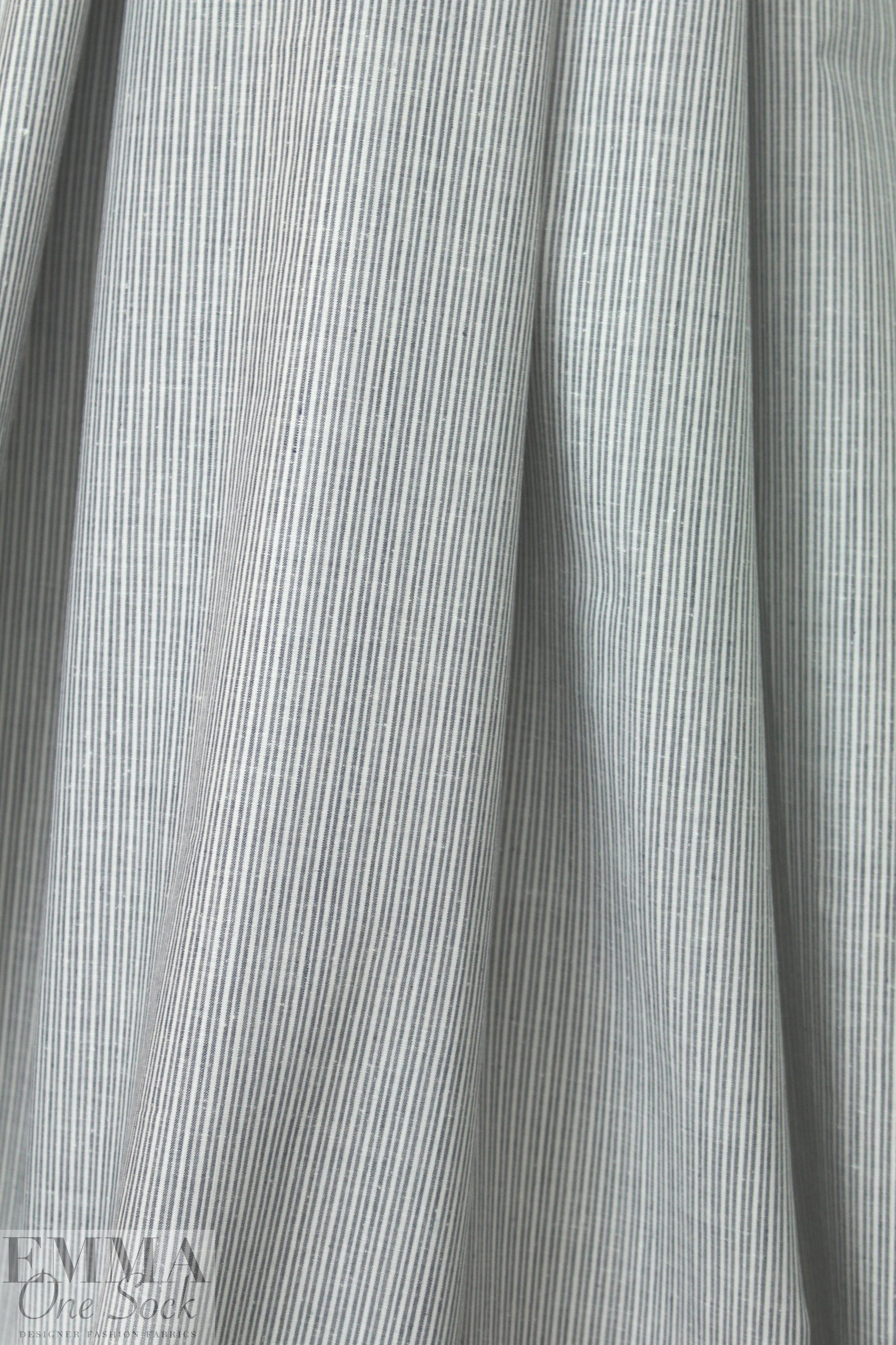 CA designer organic cotton striped shirting - gray/white 1.25 yds