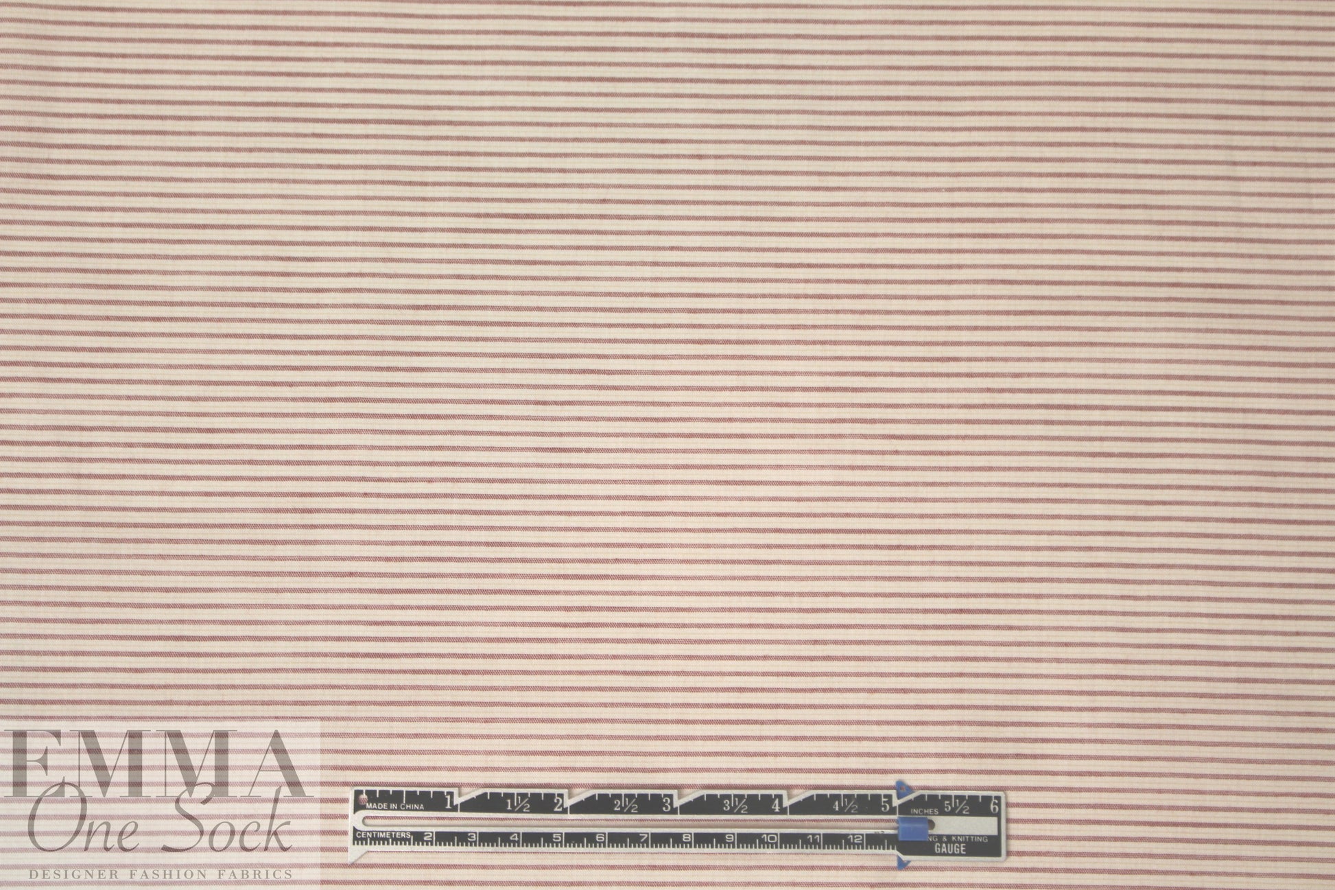 Italian all cotton yarn-dye stripe 2 - terra/beige  1.875 yd