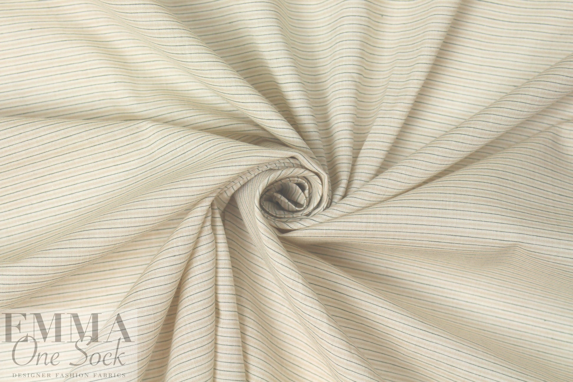 Italian cotton striped shirting - beige/black/white 2.25 yd