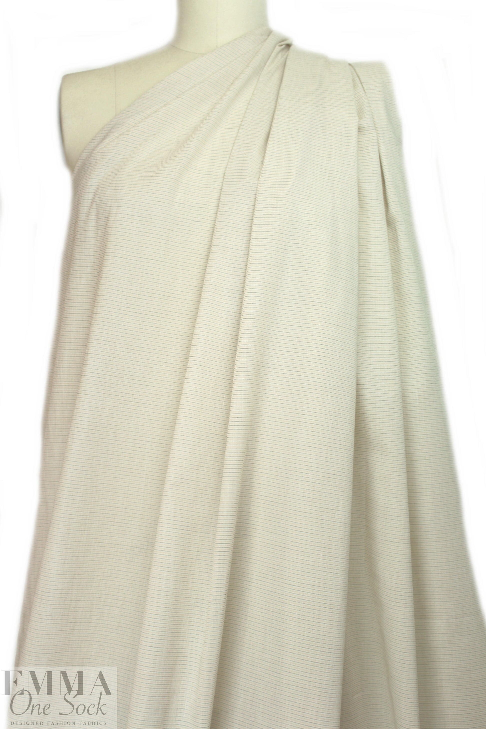 Italian cotton striped shirting - beige/black/white