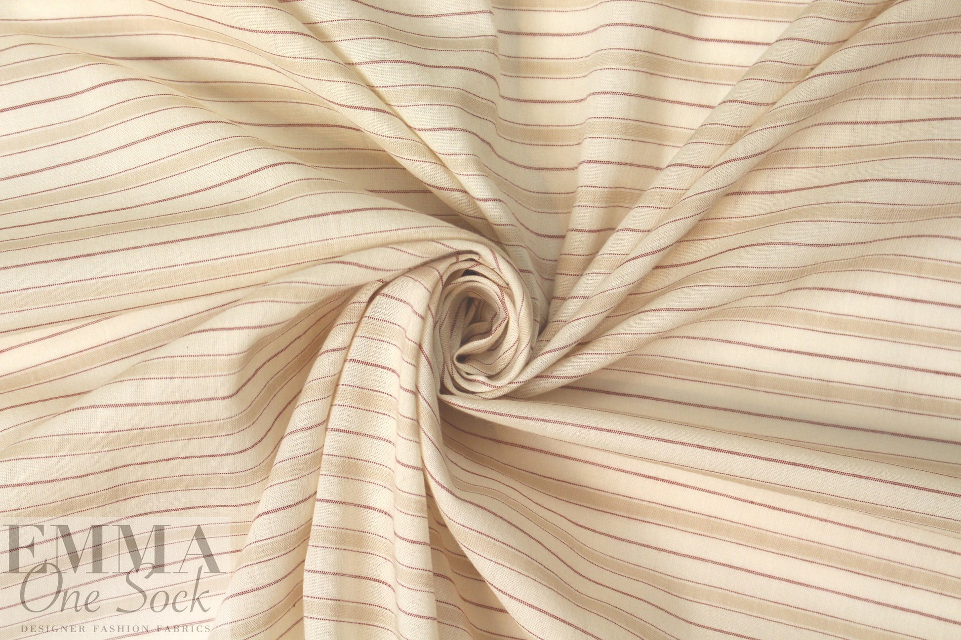 Italian all cotton yarn-dye stripe 1 - terra/beige