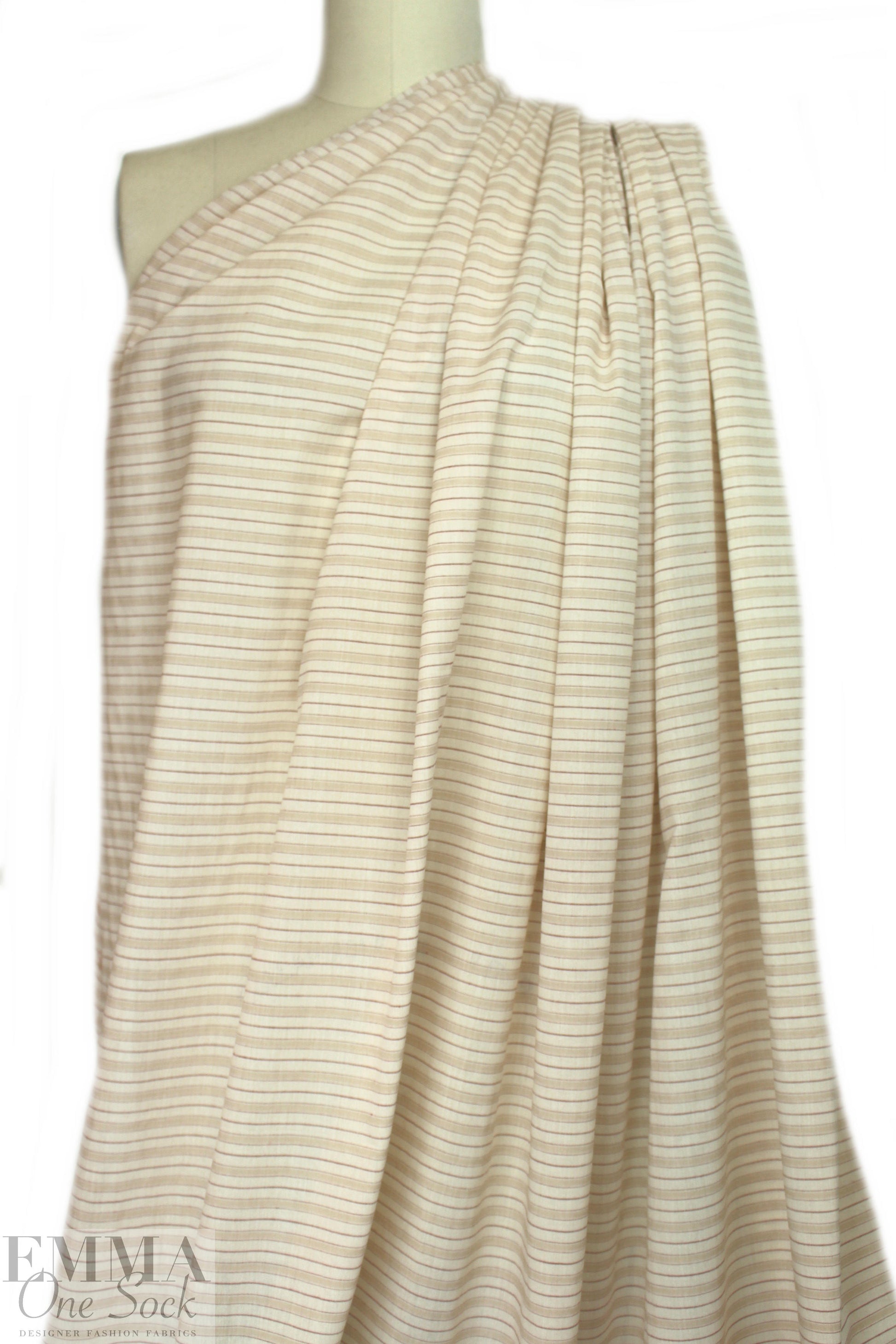 Italian all cotton yarn-dye stripe 1 - terra/beige  2 yd