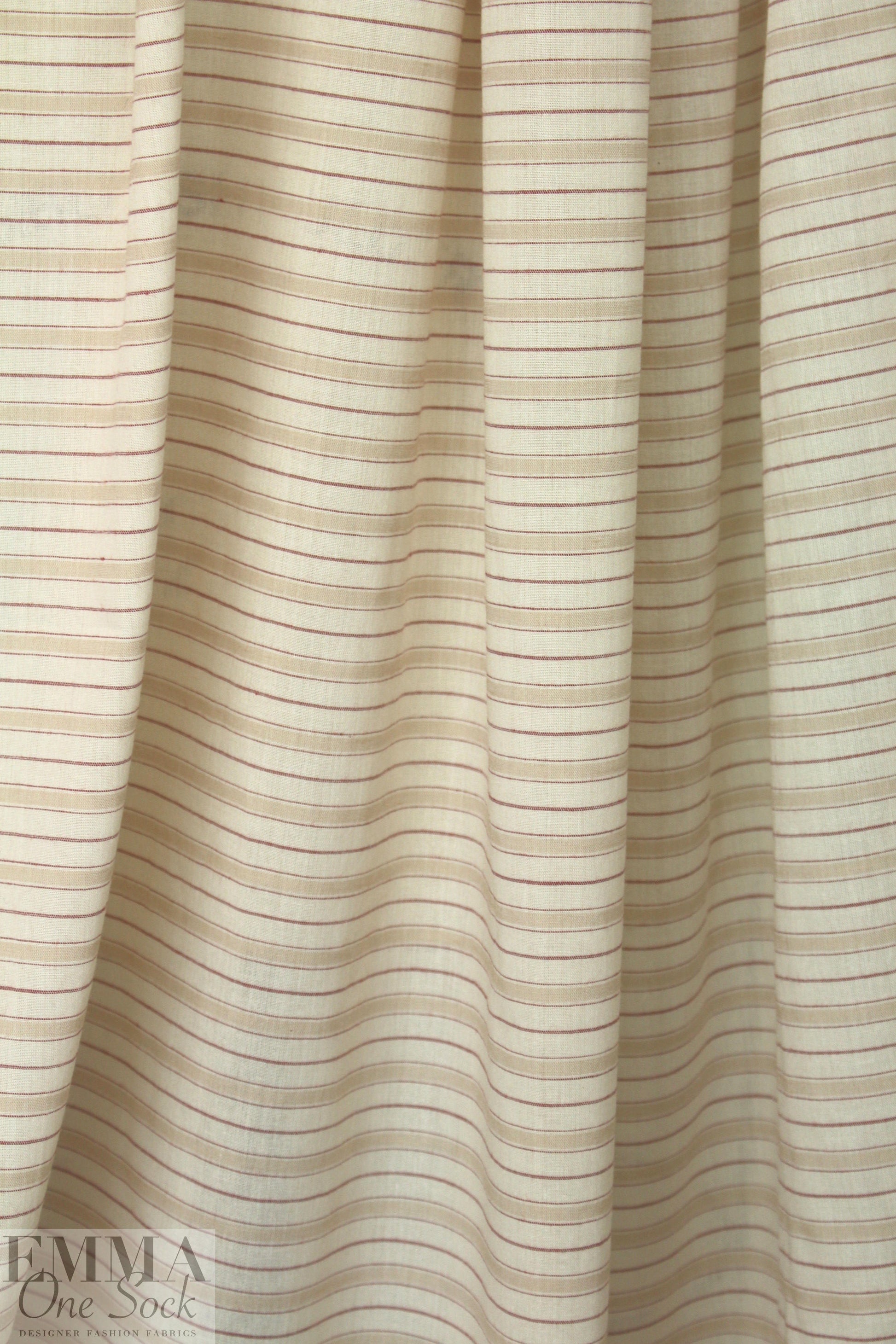 Italian all cotton yarn-dye stripe 1 - terra/beige