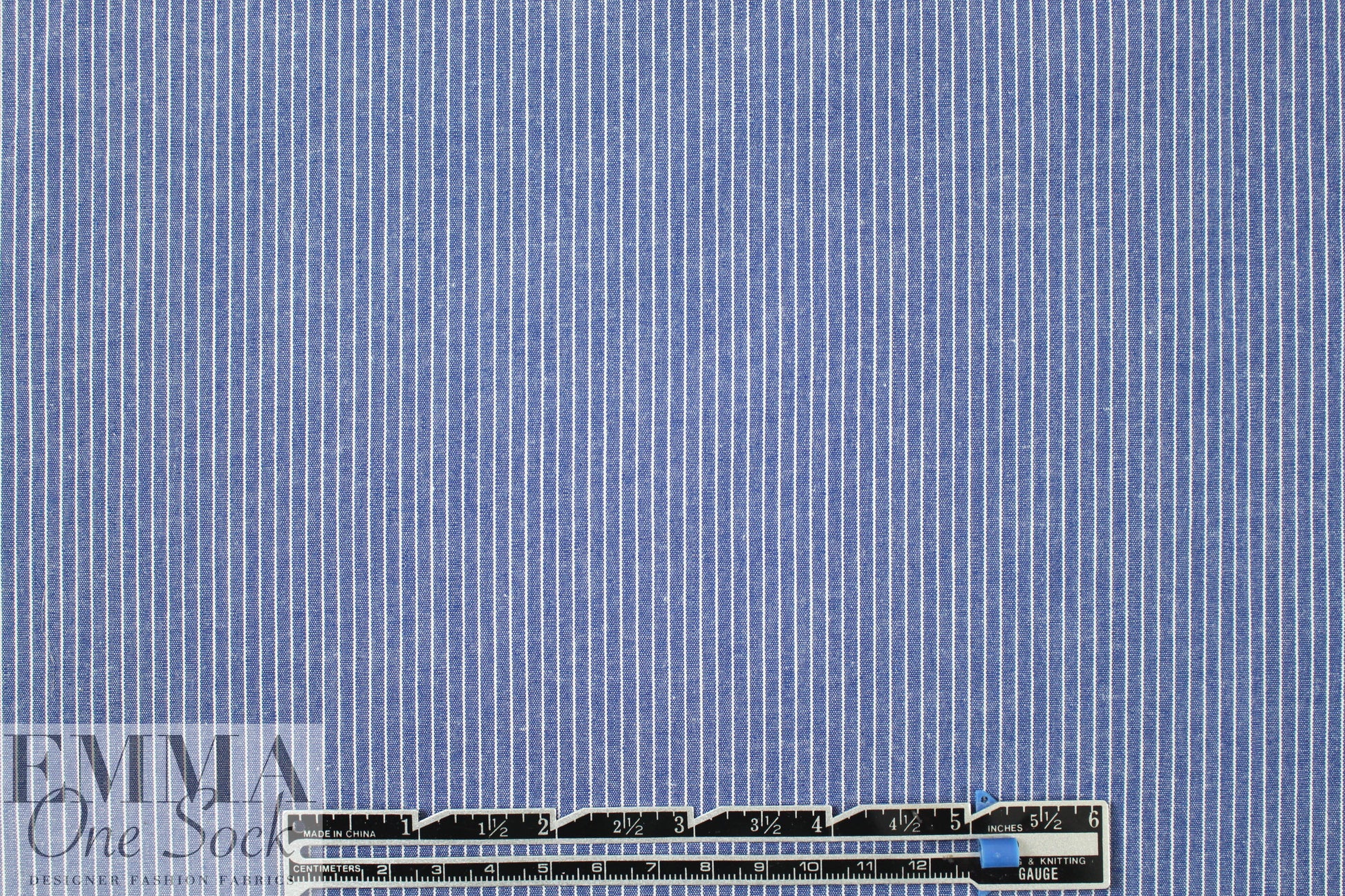 NY designer denimy /white stripe cotton shirting 2 yd