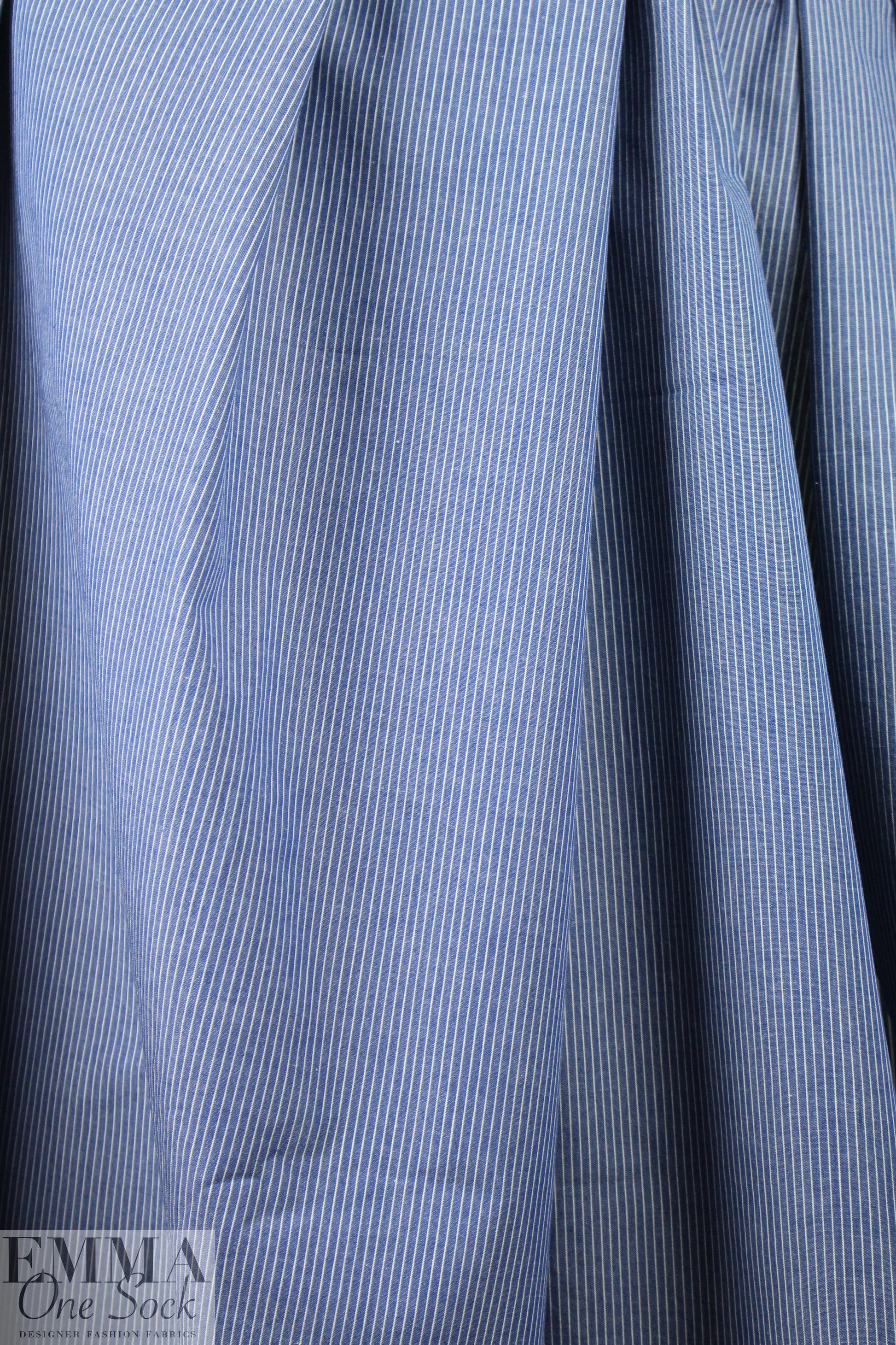 NY designer denimy /white stripe cotton shirting 1.625 yd