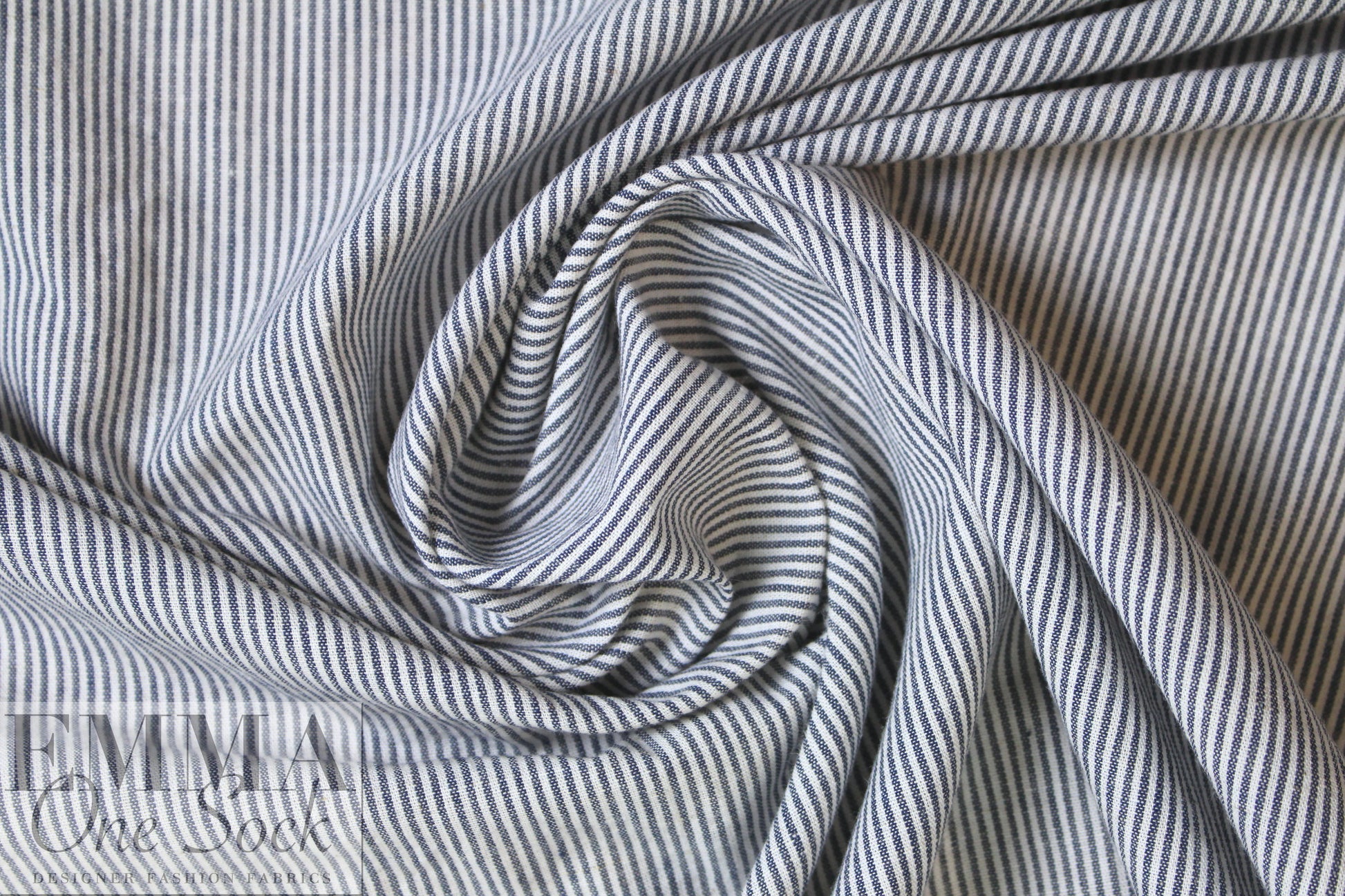 NY designer cotton striped shirting - gray/white
