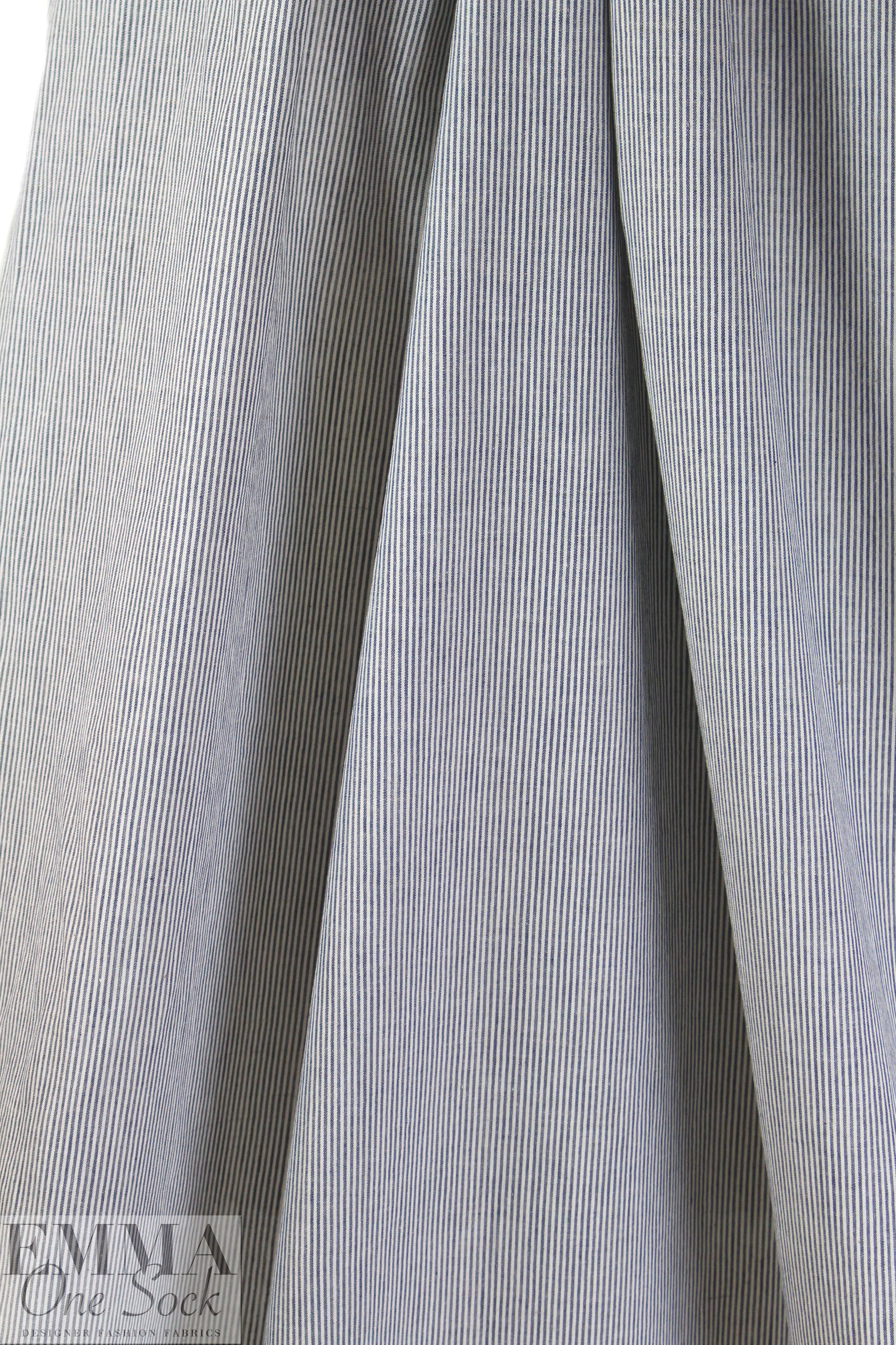 NY designer cotton striped shirting - gray/white