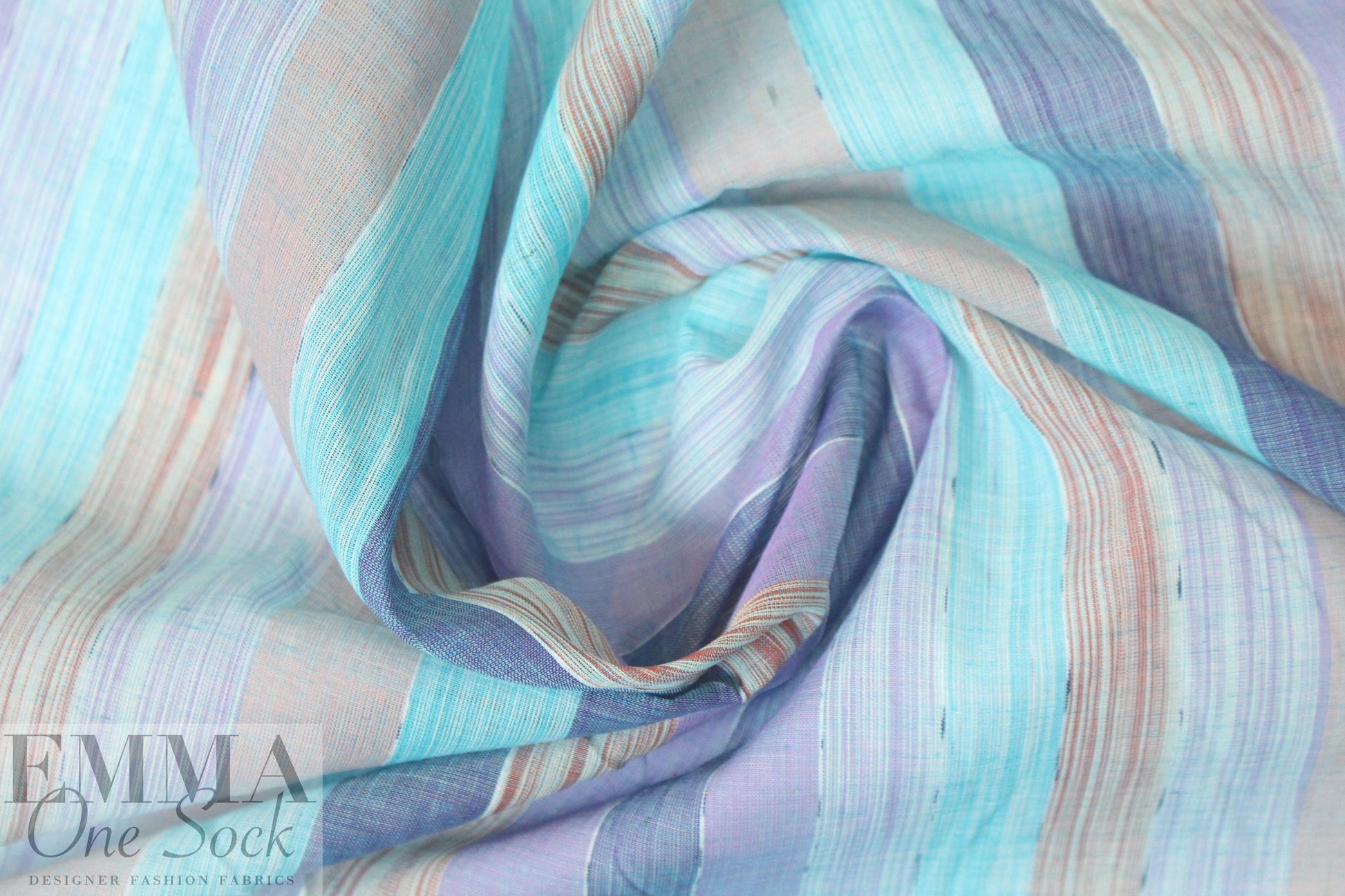 NY designer cotton/viscose striped organza - blues 1 yard
