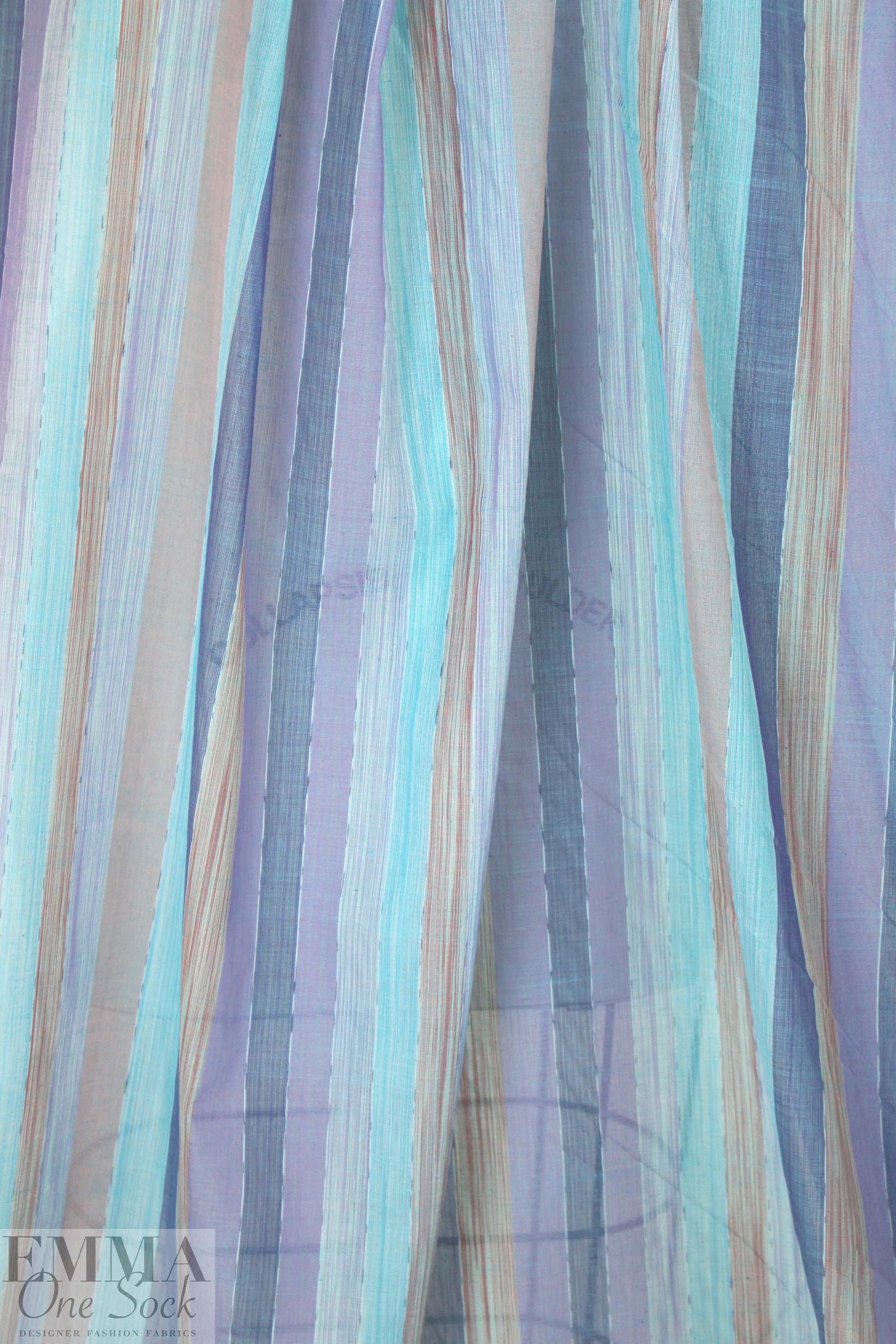NY designer cotton/viscose striped organza - blues 1 yard