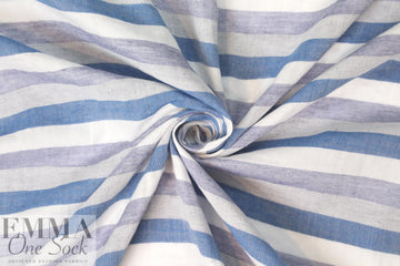 Japanese yarn-dye reversible stripe cotton - blue