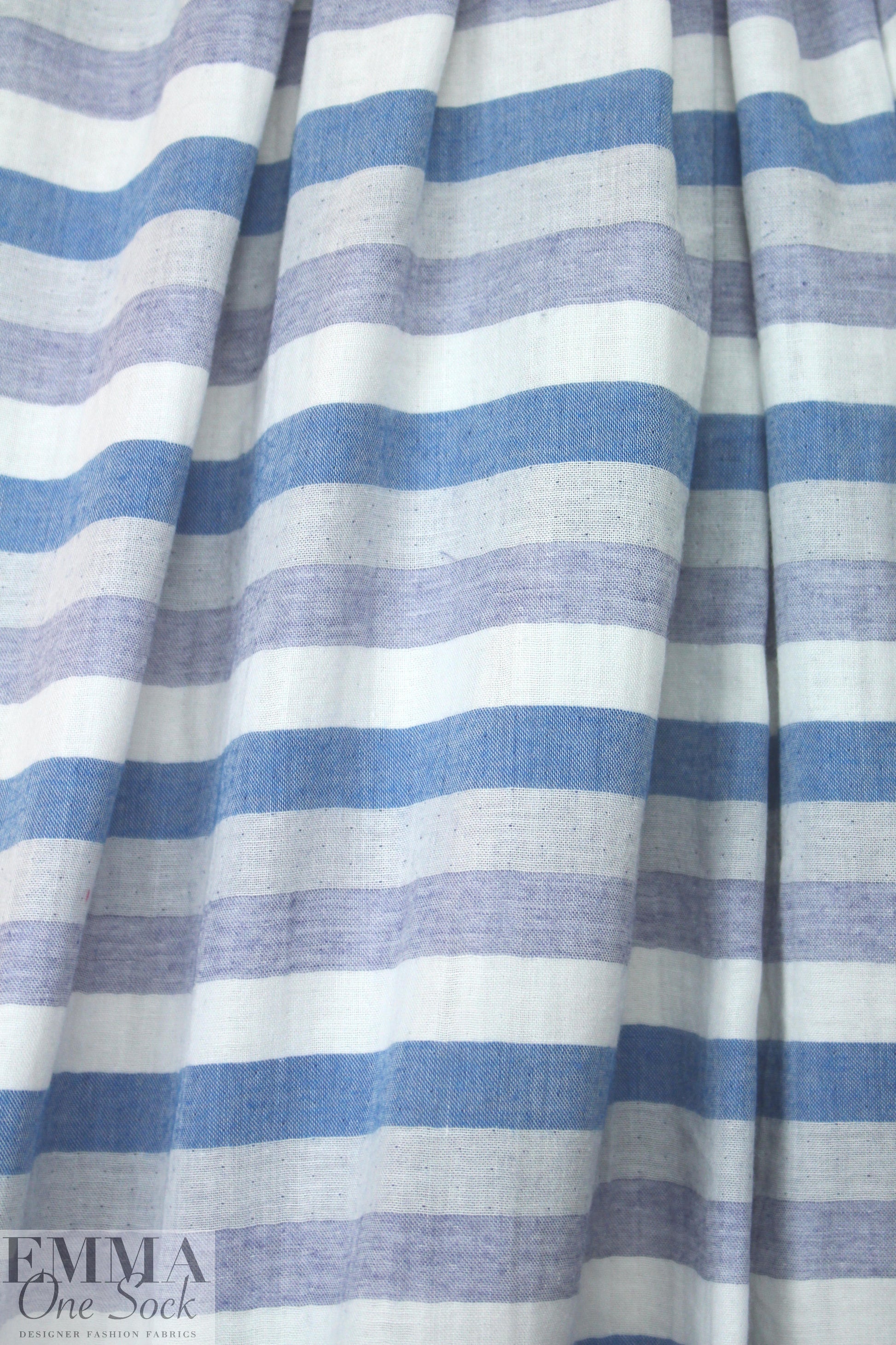 Japanese yarn-dye reversible stripe cotton - blue