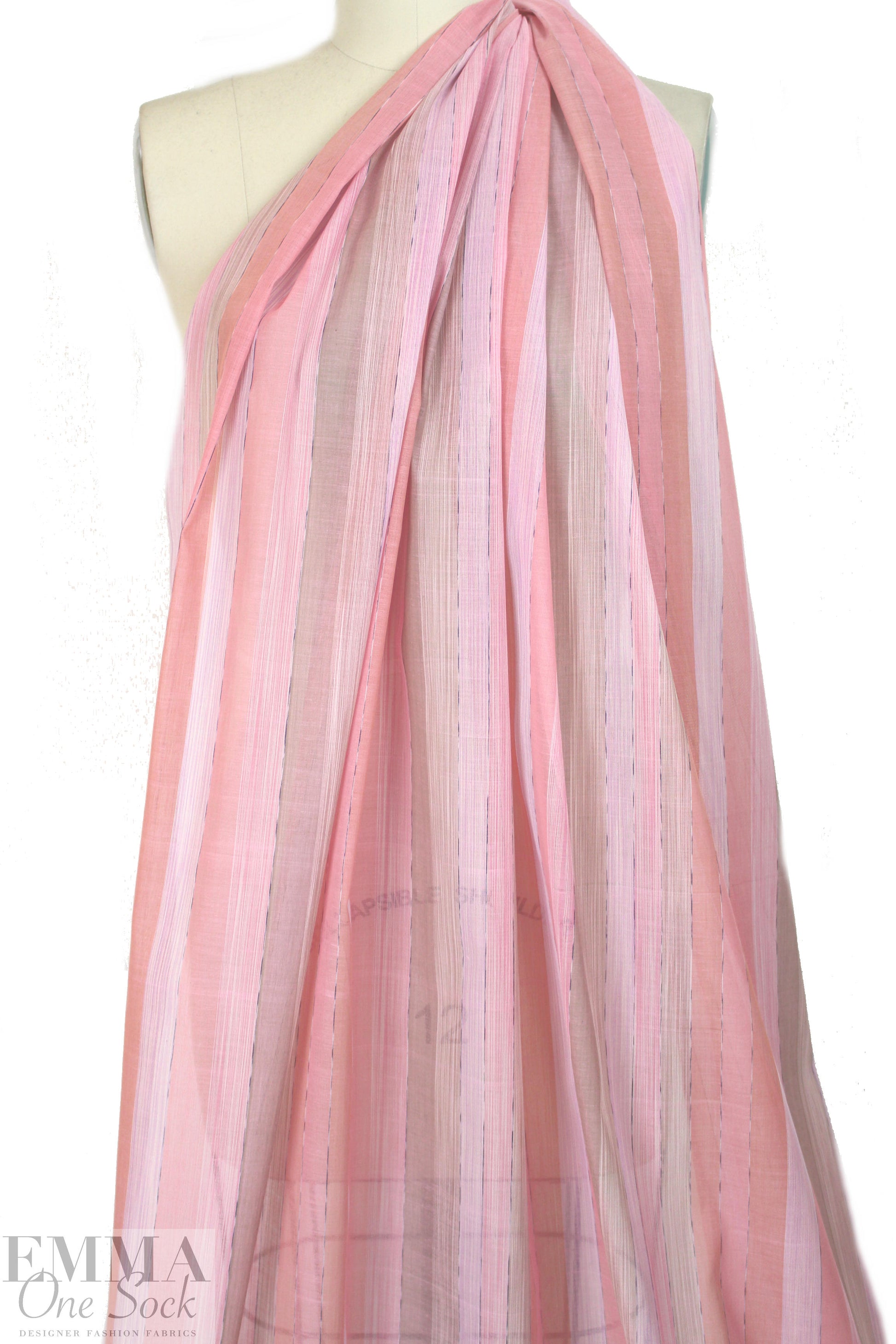 NY designer cotton/viscose striped organza - coral 1.125 yds