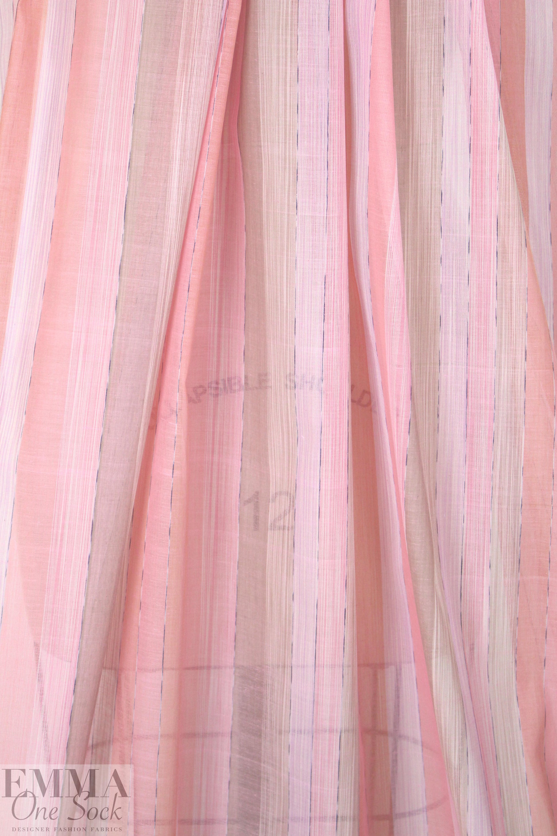 NY designer cotton/viscose striped organza - coral