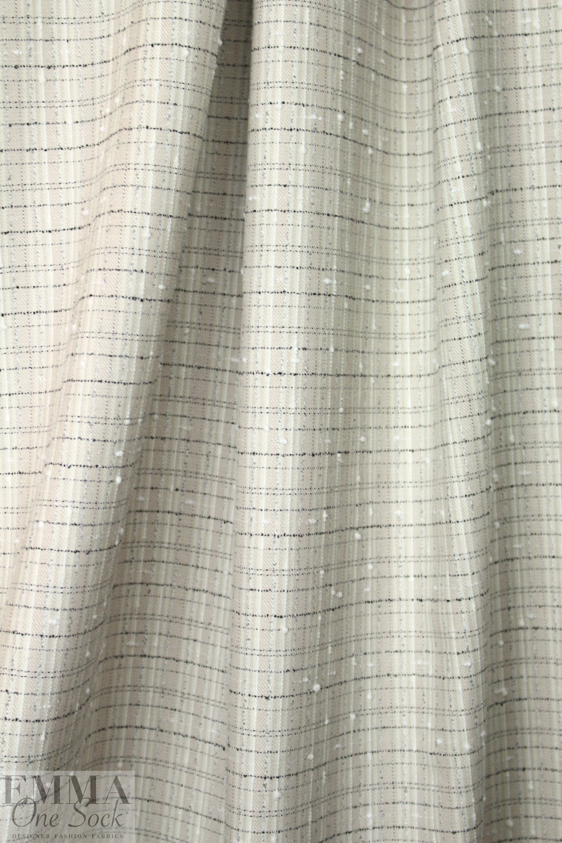 famous designer cotton nubby grid suiting - khaki