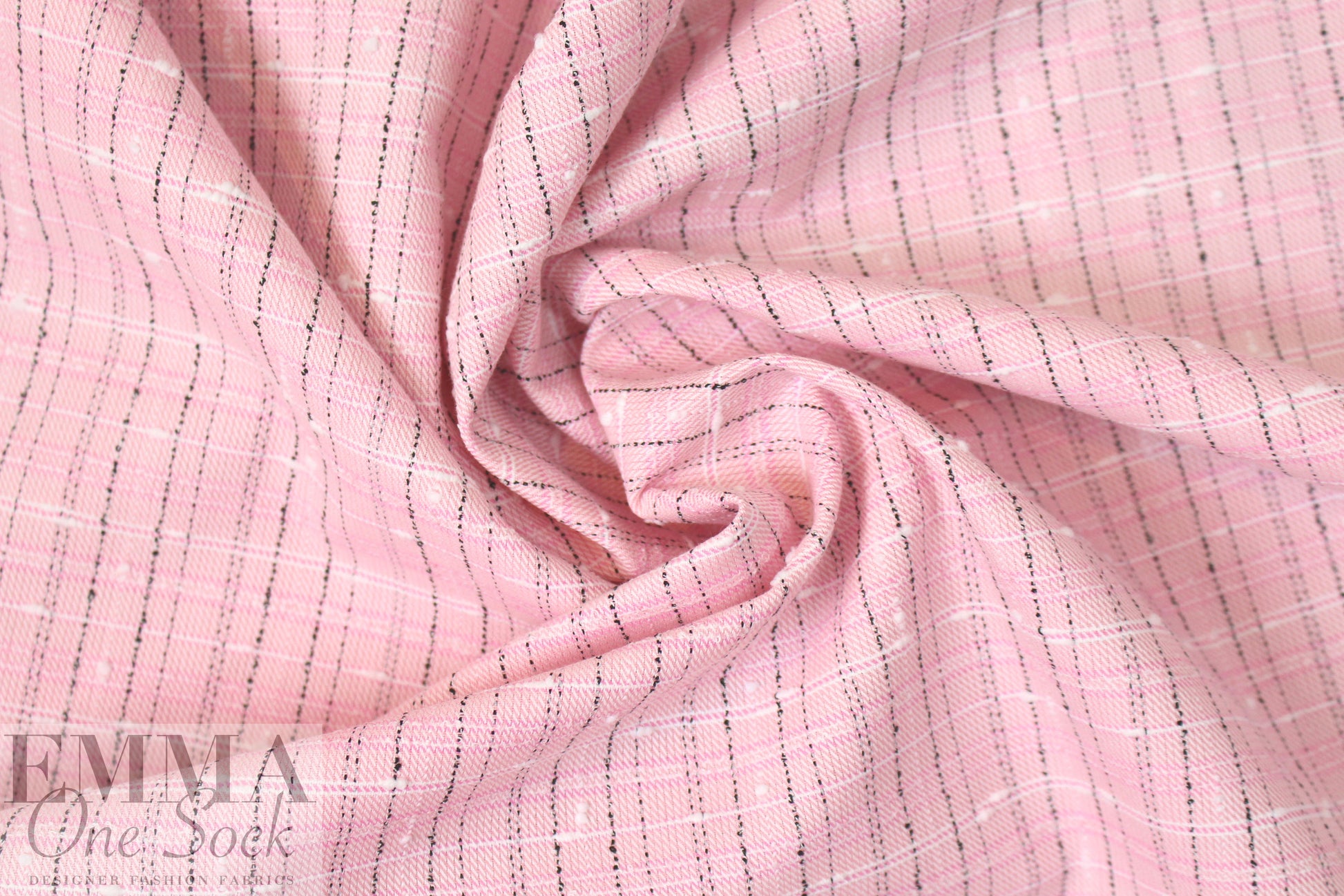 famous designer cotton nubby grid suiting - pink/black 1.66 yd