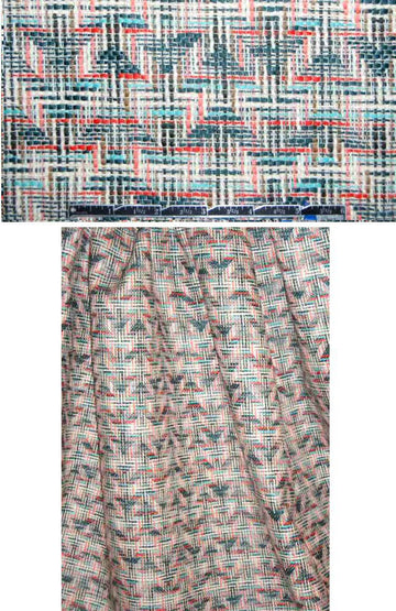 Italian aqua/coral cotton raffia-look suiting