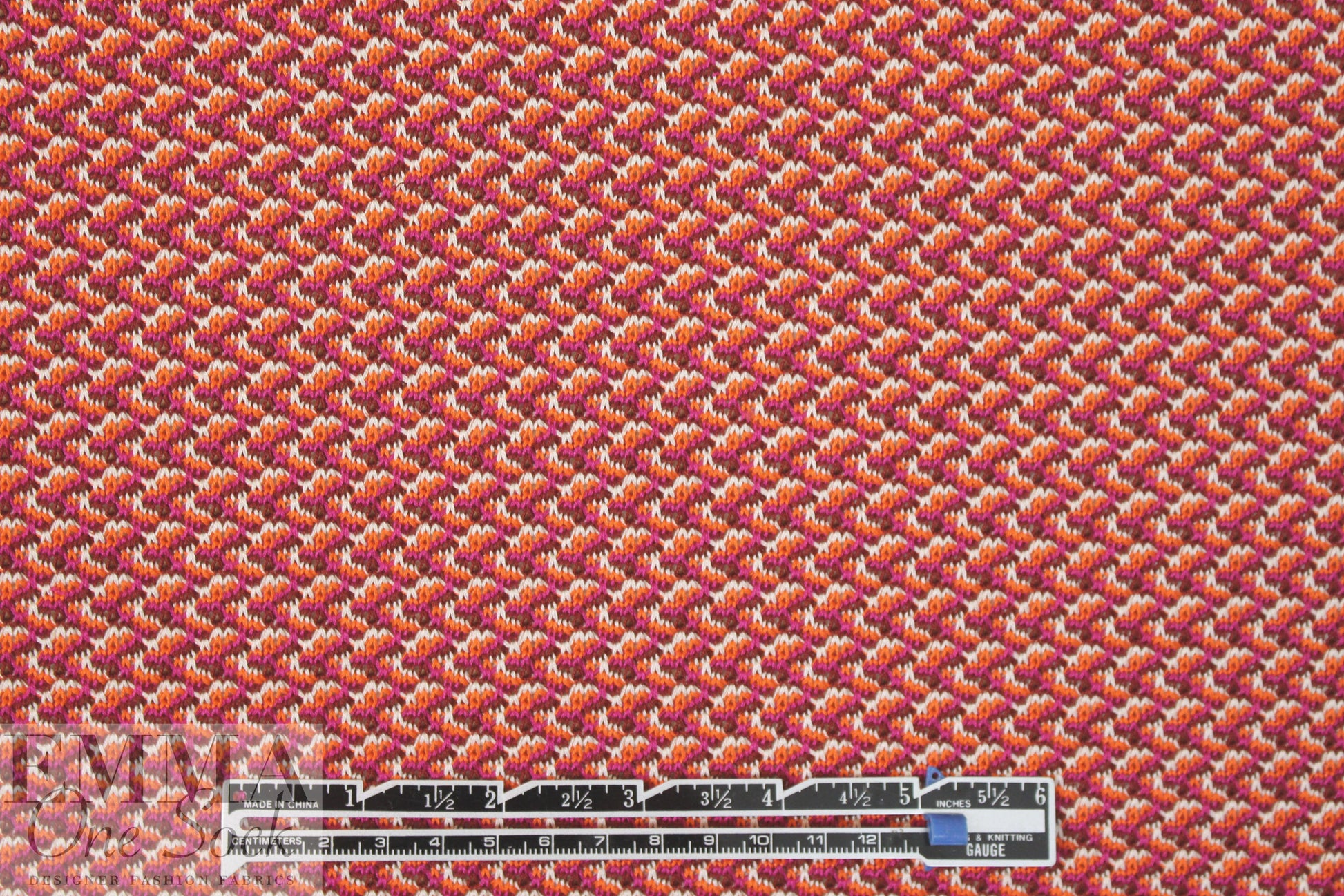 famous designer 'fairisle' cotton sweater knit - orange/rasp