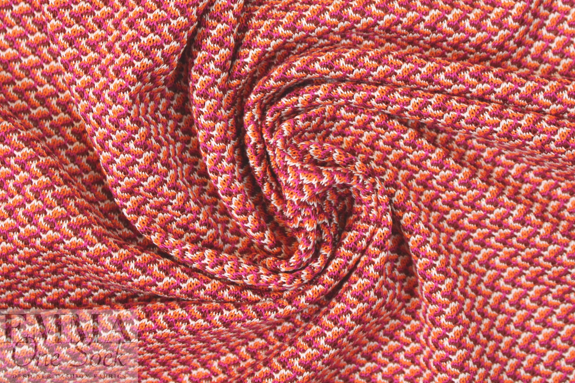 famous designer 'fairisle' cotton sweater knit - orange/rasp