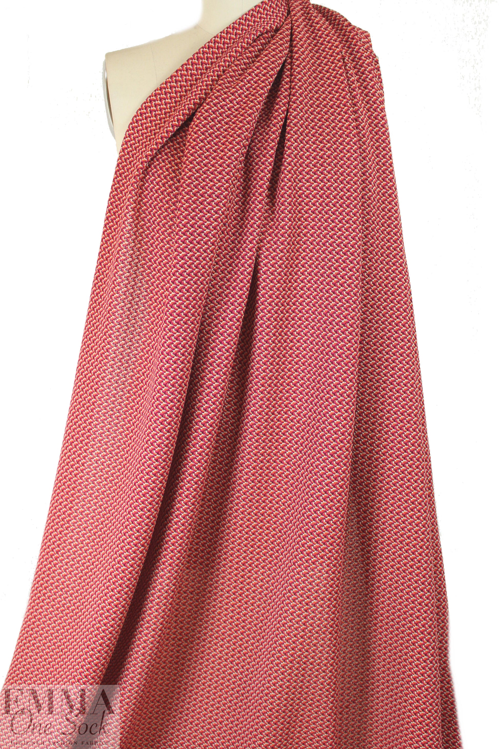 famous designer 'fairisle' cotton sweater knit - orange/rasp