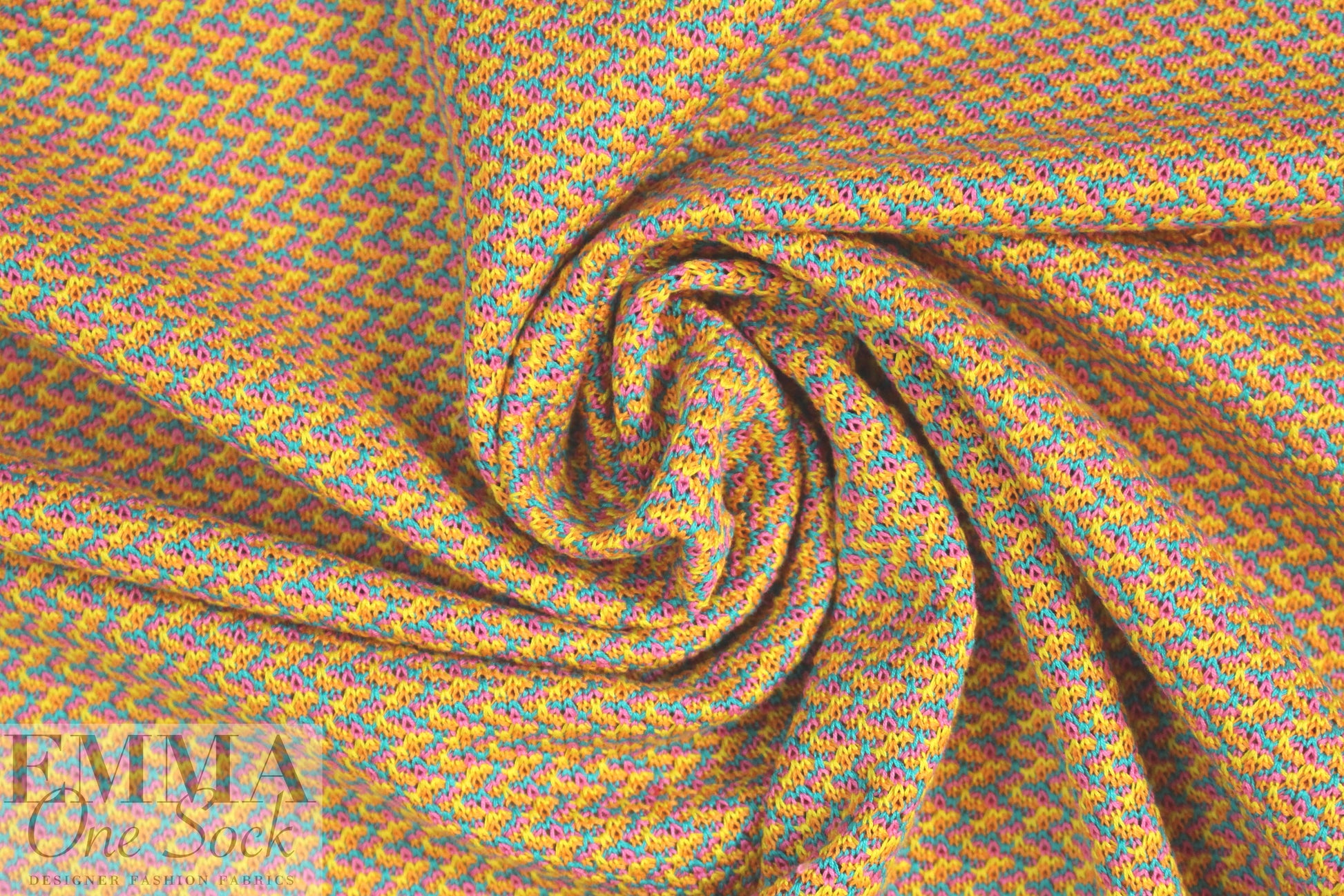 famous designer 'fairisle' cotton sweater knit - citrus/turq