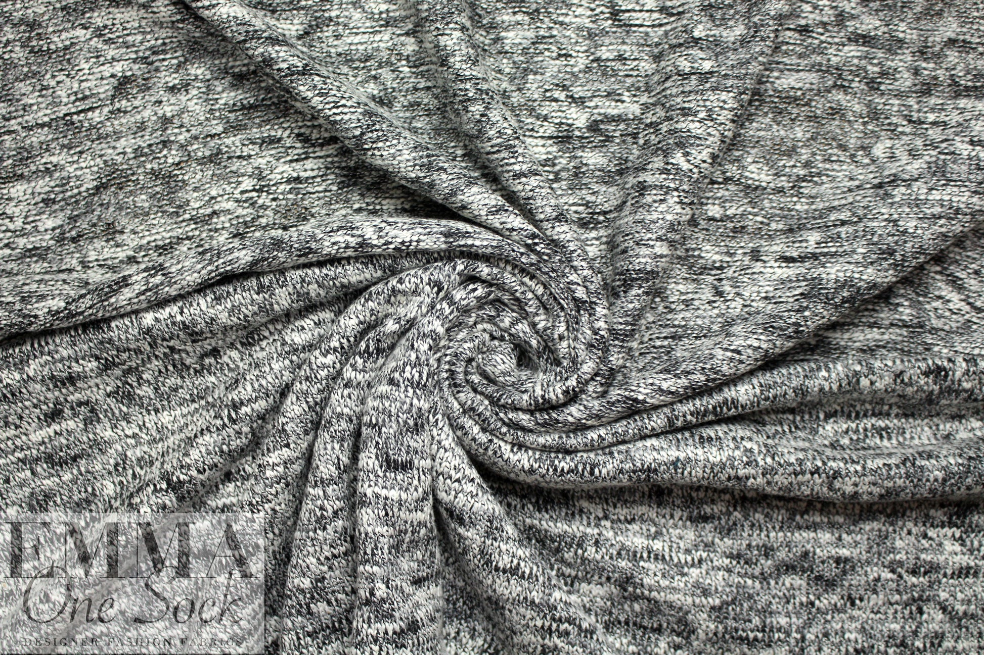 Italian salt-pepper tweedy cotton sweater knit 1.75 yd